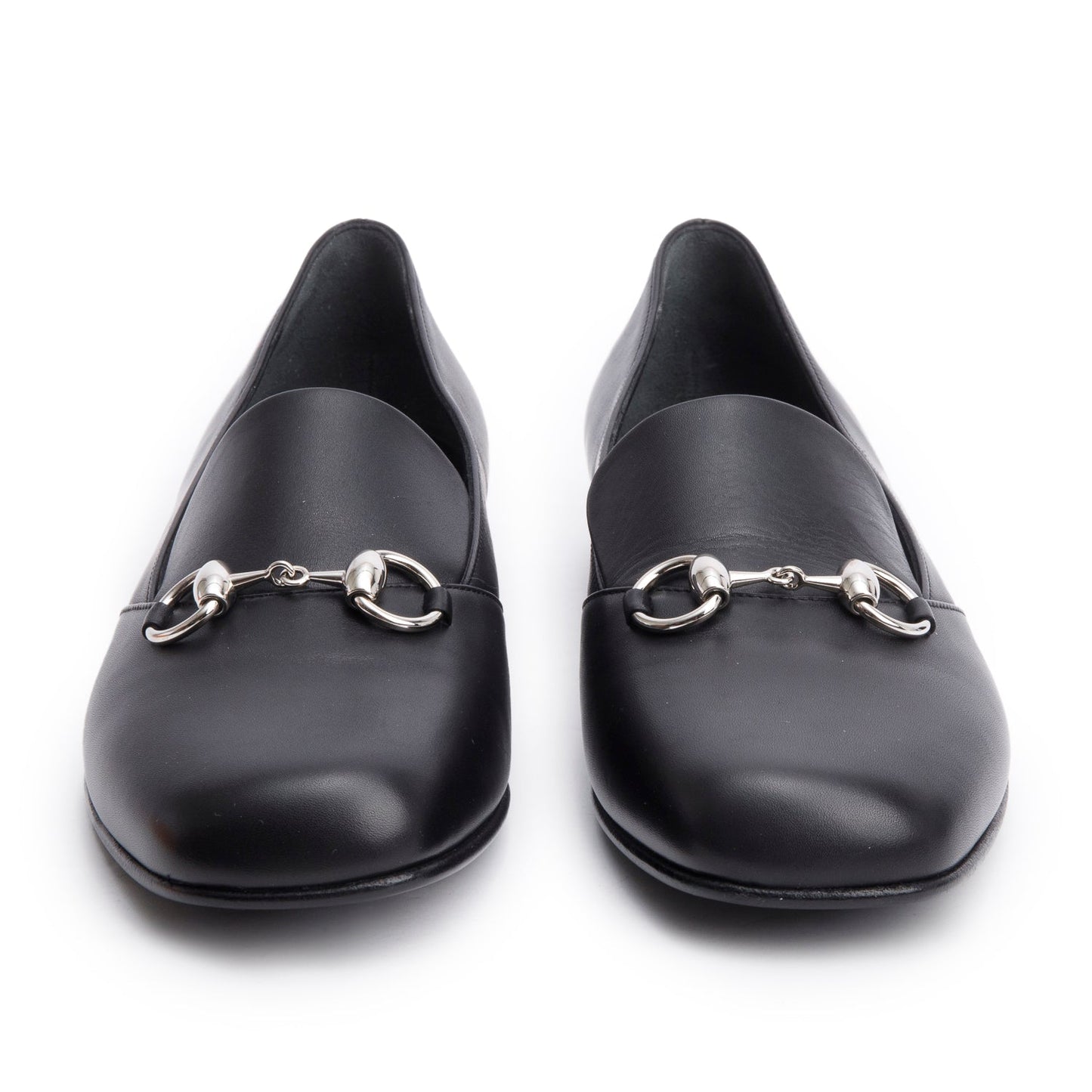Gucci Black Calfskin Leather Horsebit Accent Loafers, Size 40