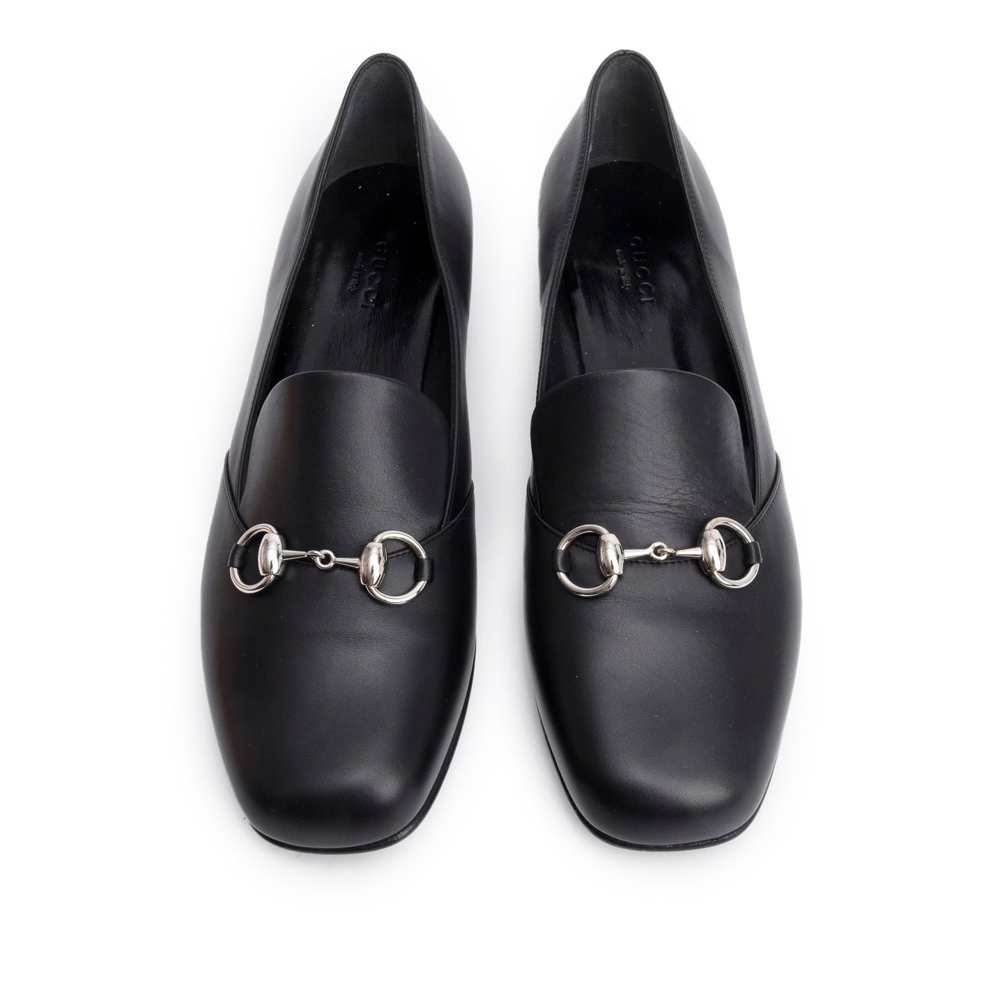 Gucci Black Calfskin Leather Horsebit Accent Loafers, Size 40