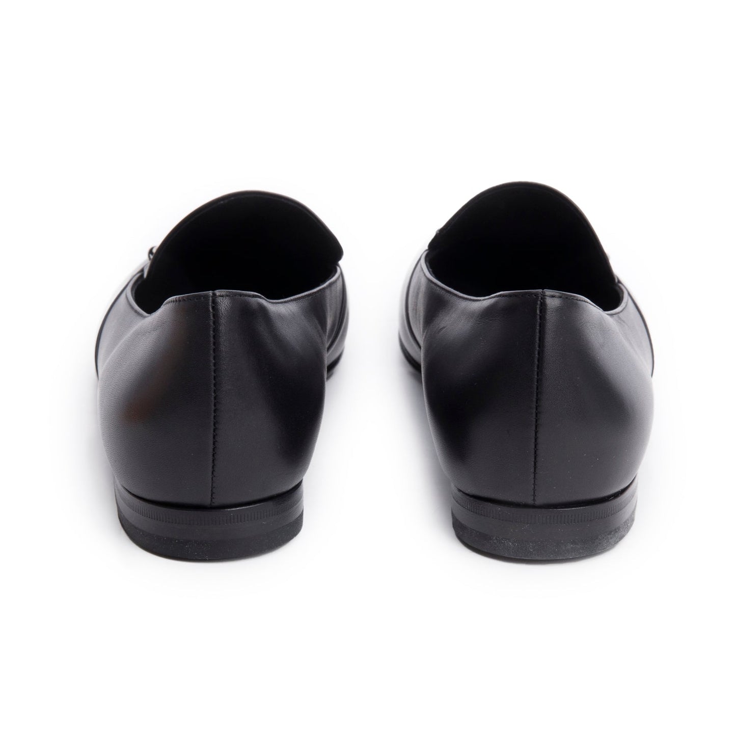 Gucci Black Calfskin Leather Horsebit Accent Loafers, Size 40