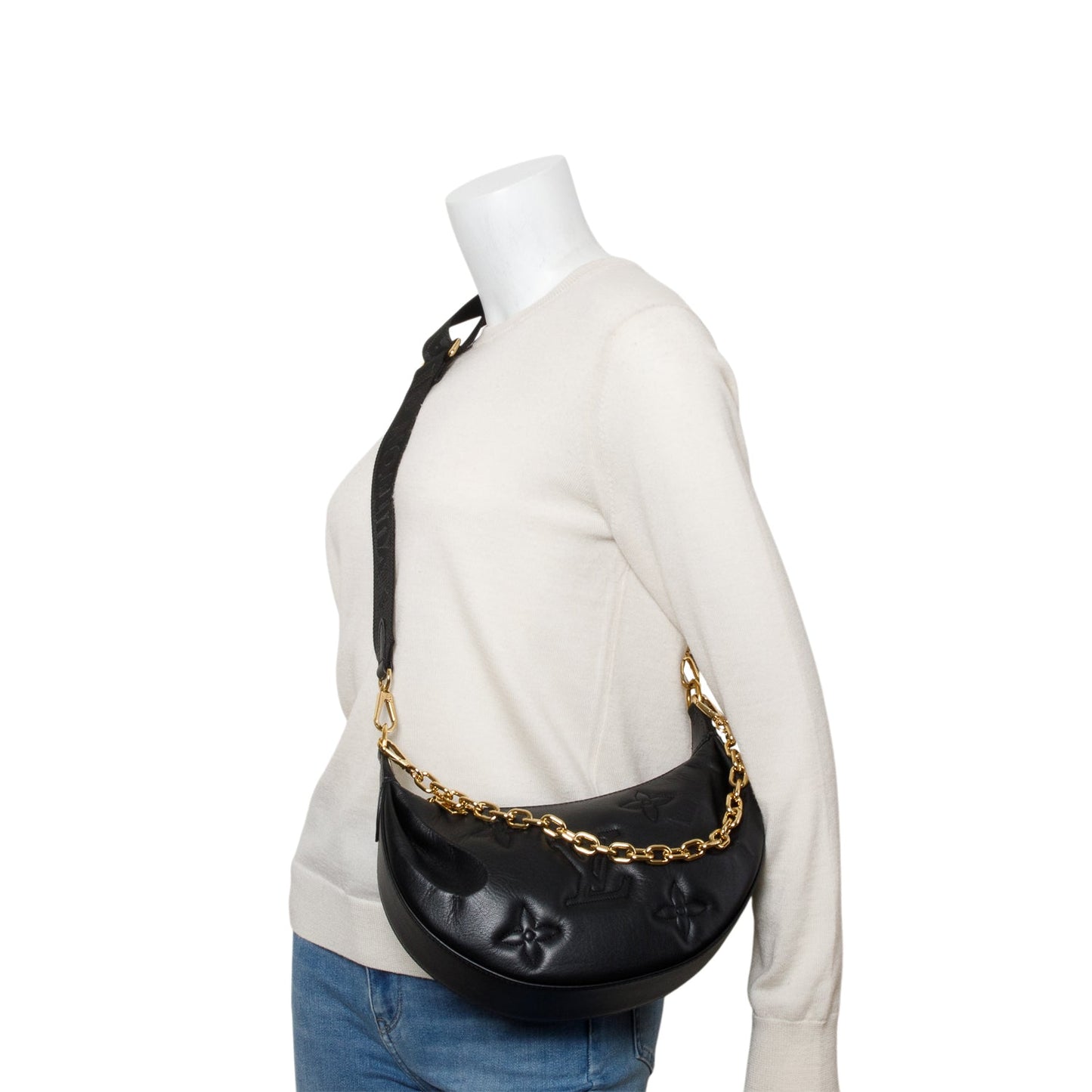 Louis Vuitton Black Bubblegram Embossed Leather Over The Moon Bag