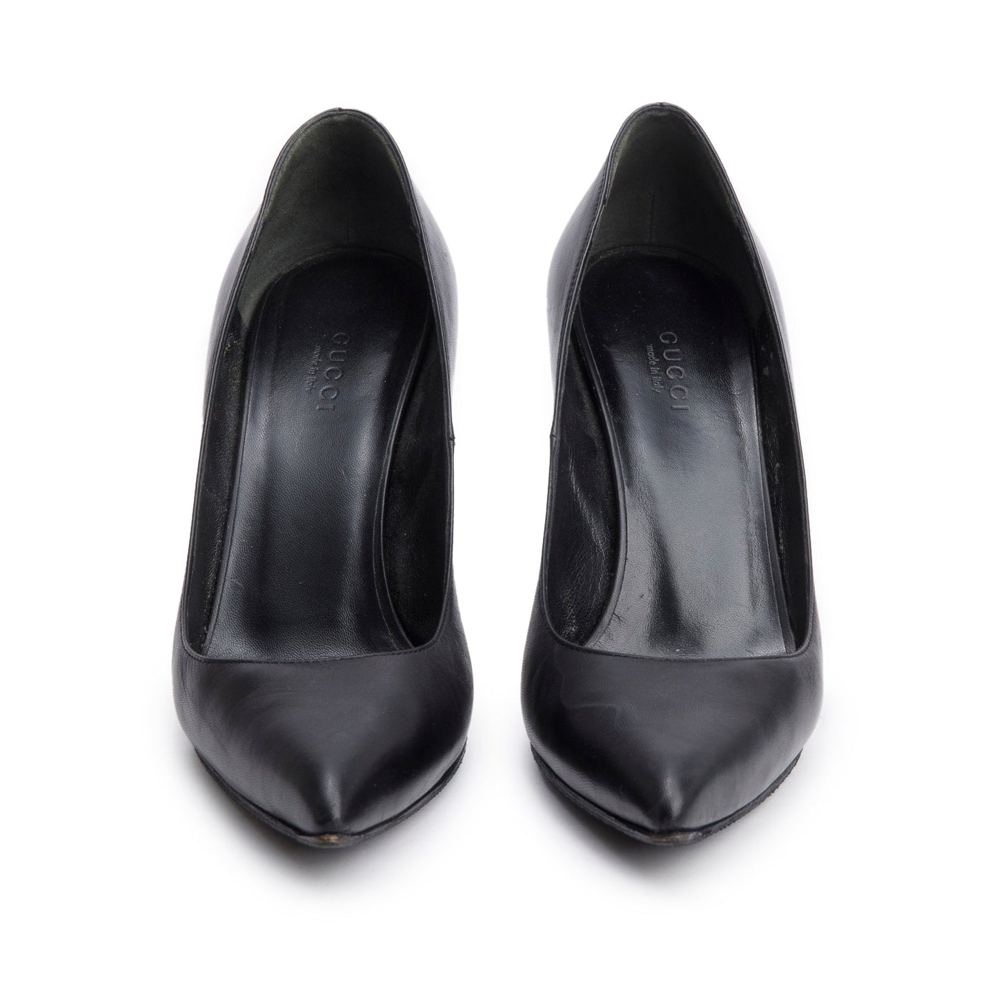 Gucci Black Leather Pointed Toe Pumps, Size 37