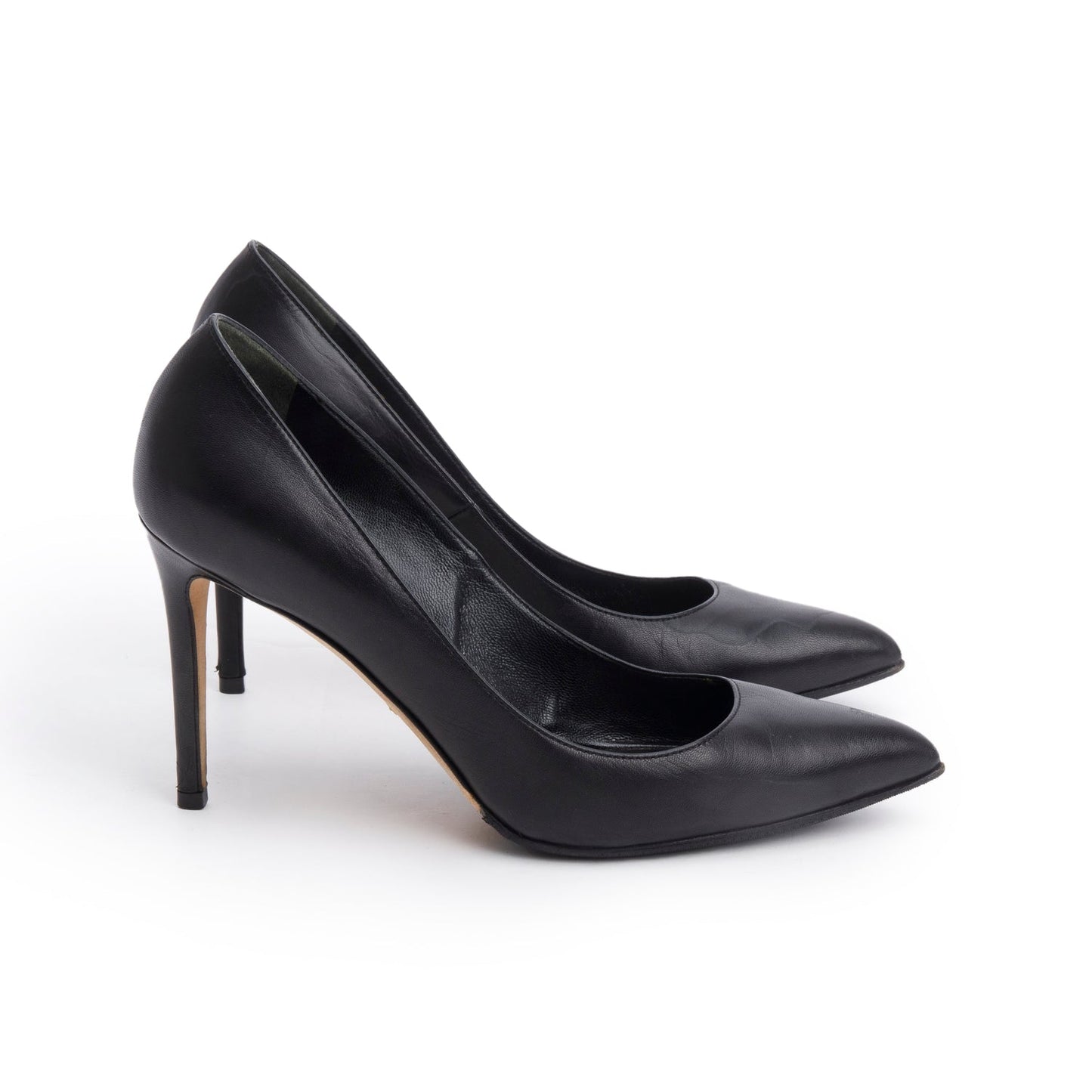 Gucci Black Leather Pointed Toe Pumps, Size 37
