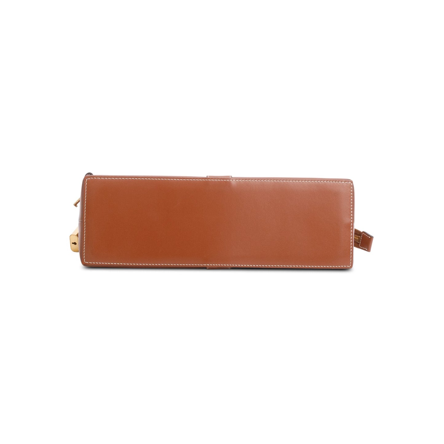Celine 2024 Tan Shiny Calfskin Leather Lock Toiletry Pouch