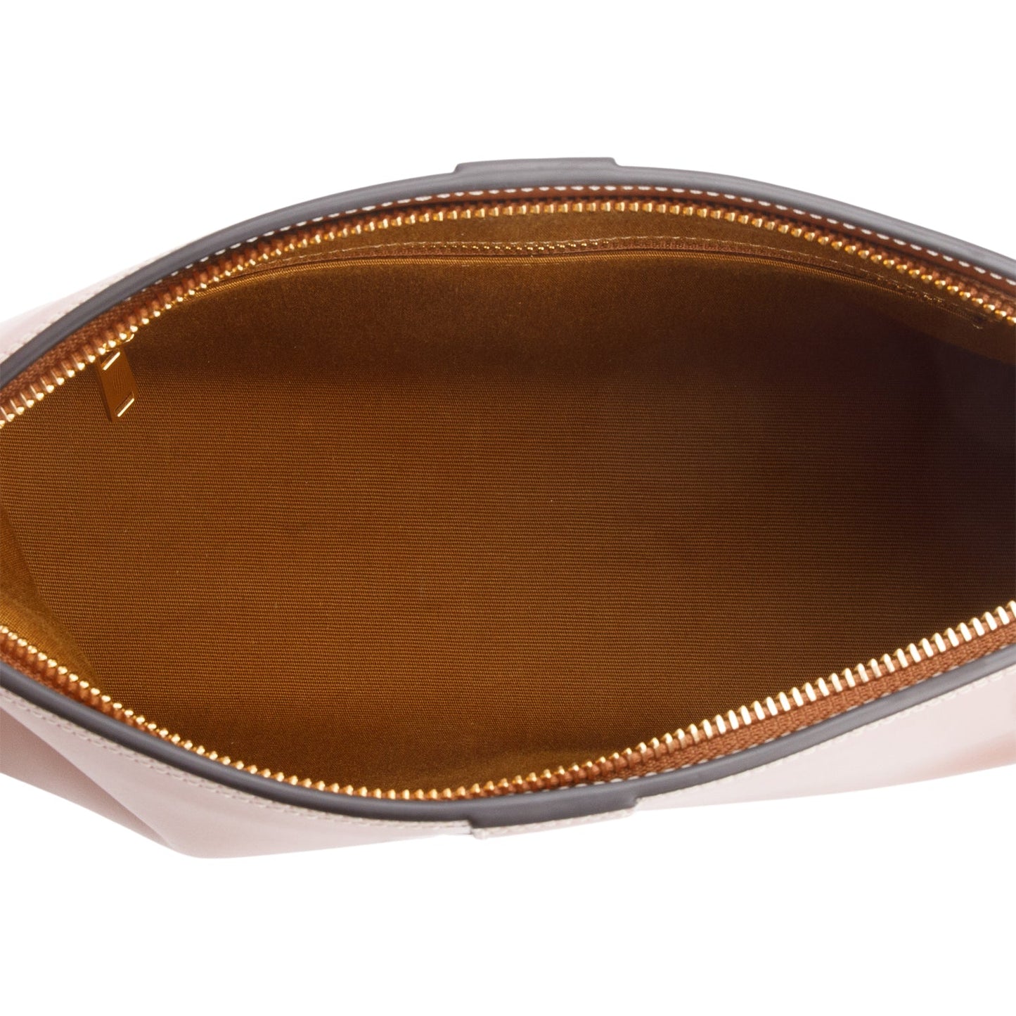 Celine 2024 Tan Shiny Calfskin Leather Lock Toiletry Pouch