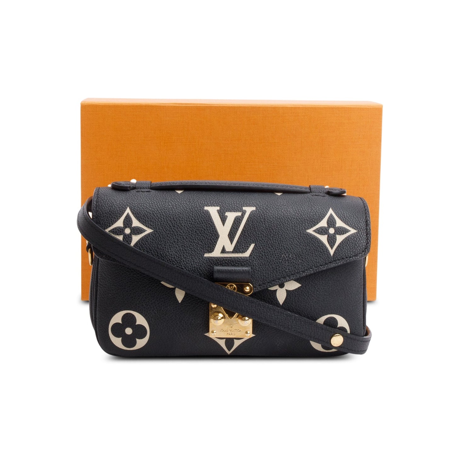 Louis Vuitton 2023 Black/Beige Bicolor Monogram Empreinte Leather East West Pochette Metis