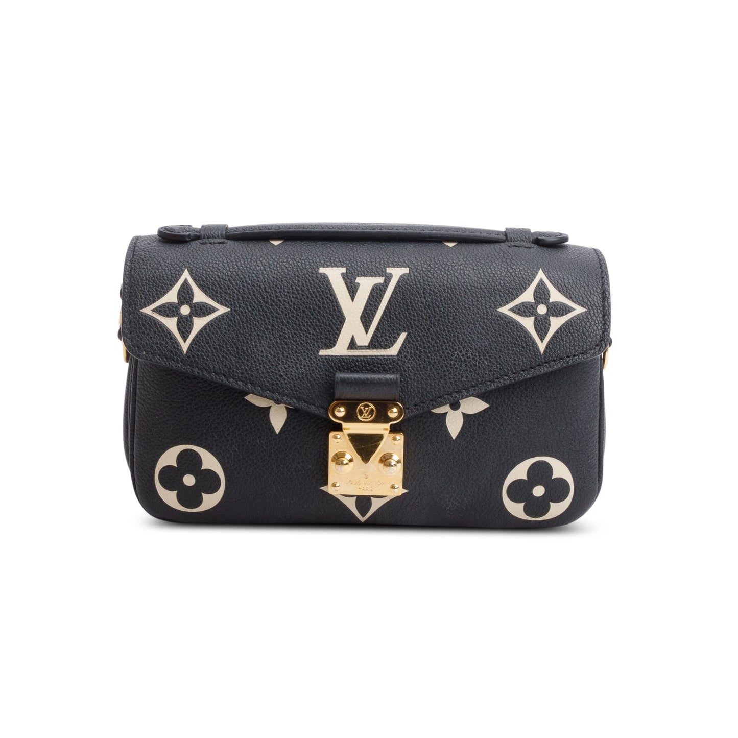 Louis Vuitton 2023 Black/Beige Bicolor Monogram Empreinte Leather East West Pochette Metis