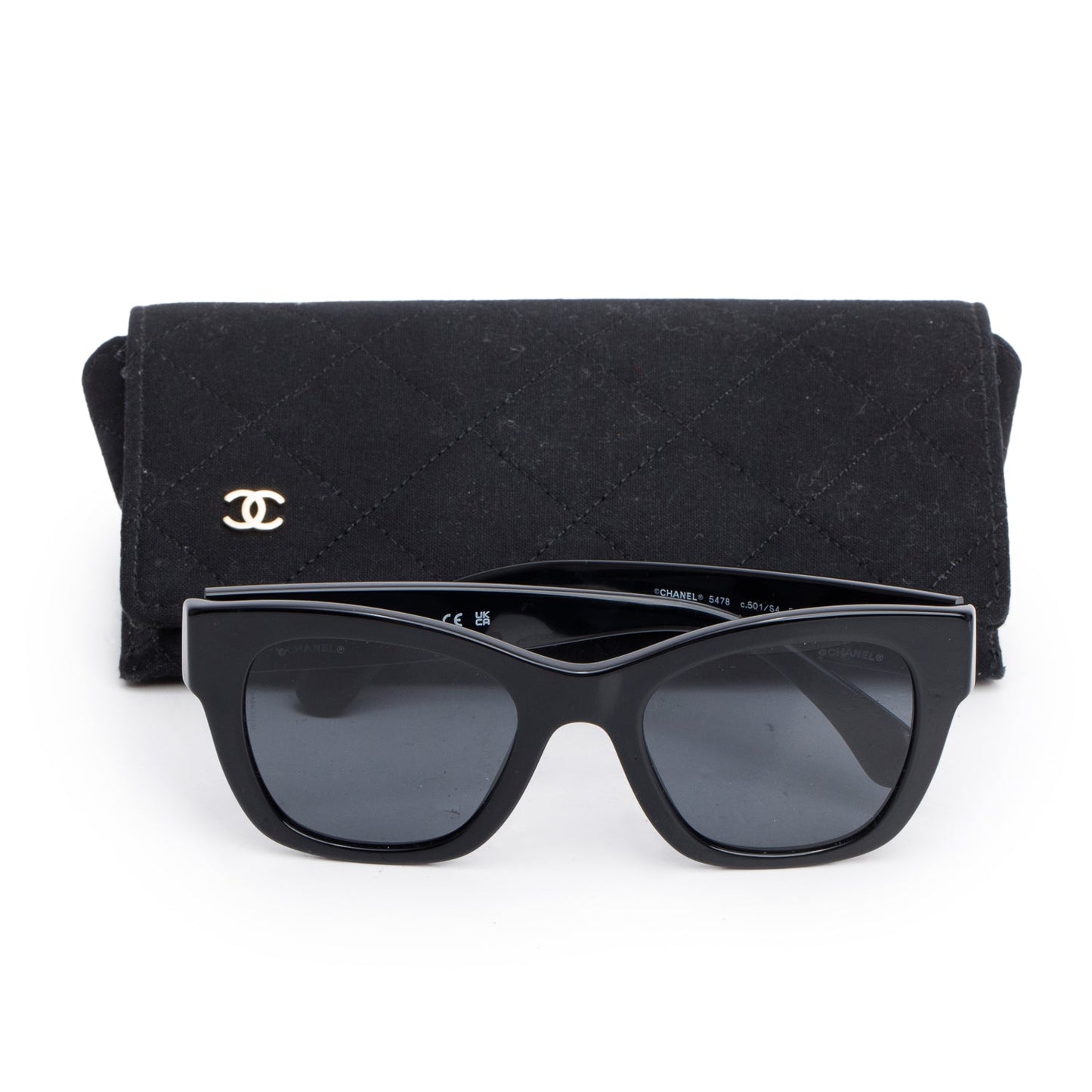 Chanel 5478 Black Accent Acetate CC Heart Square Sunglasses