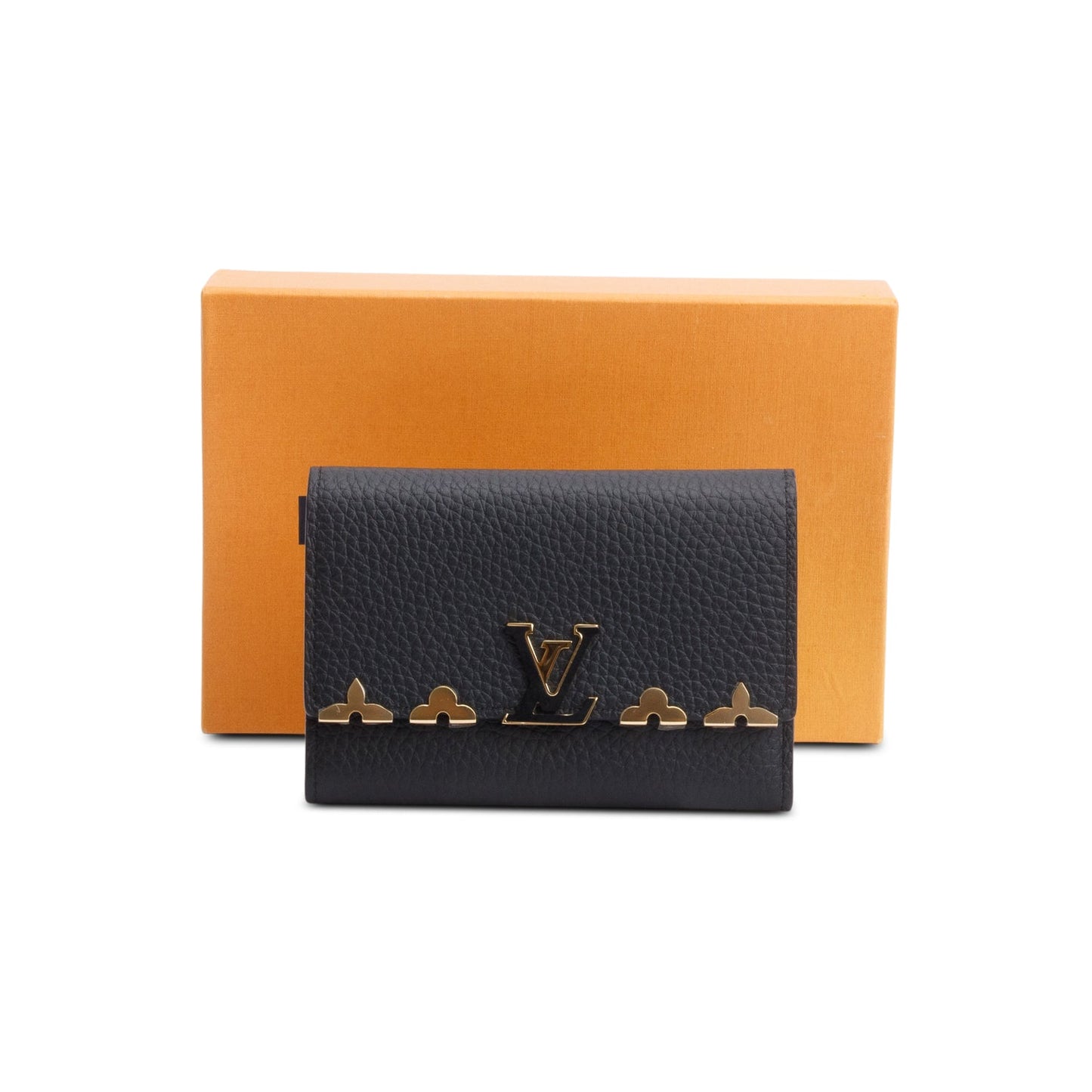 Louis Vuitton Black Taurillon Leather Capucines Compact Wallet