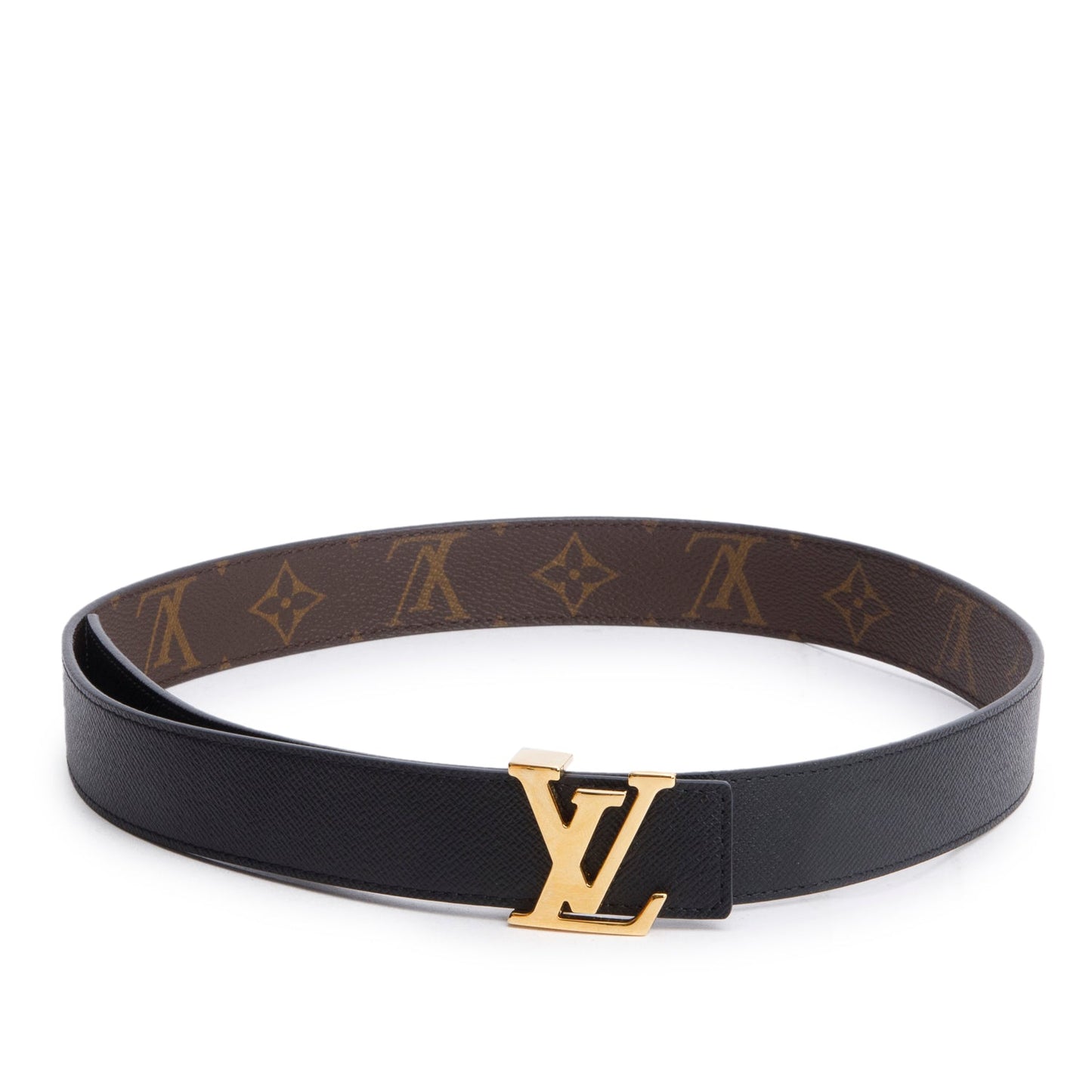 Louis Vuitton 2020 Monogram Black Leather LV Initiales 30 MM Reversible Belt 75 30