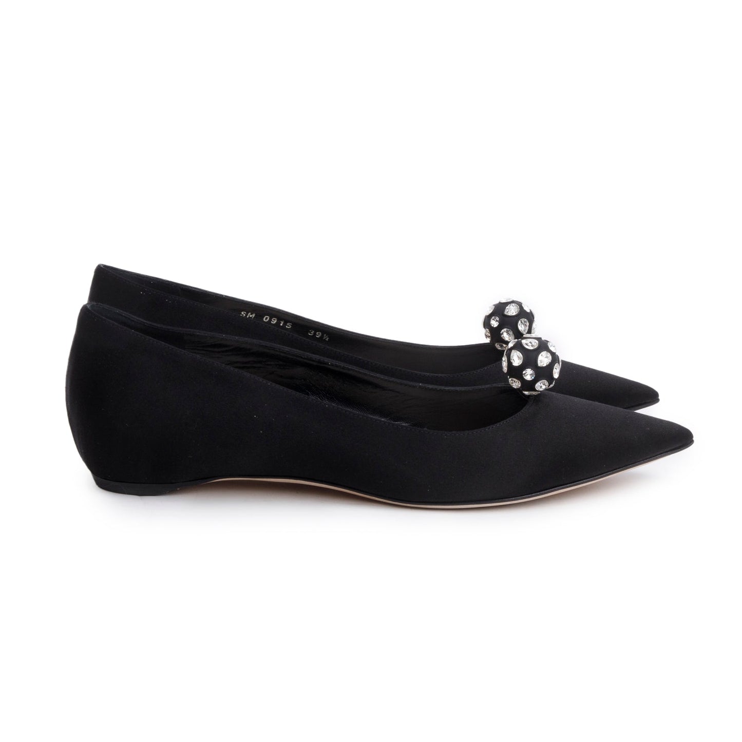 Christian Dior Black Satin Comete Flat Shoes, Size 39.5