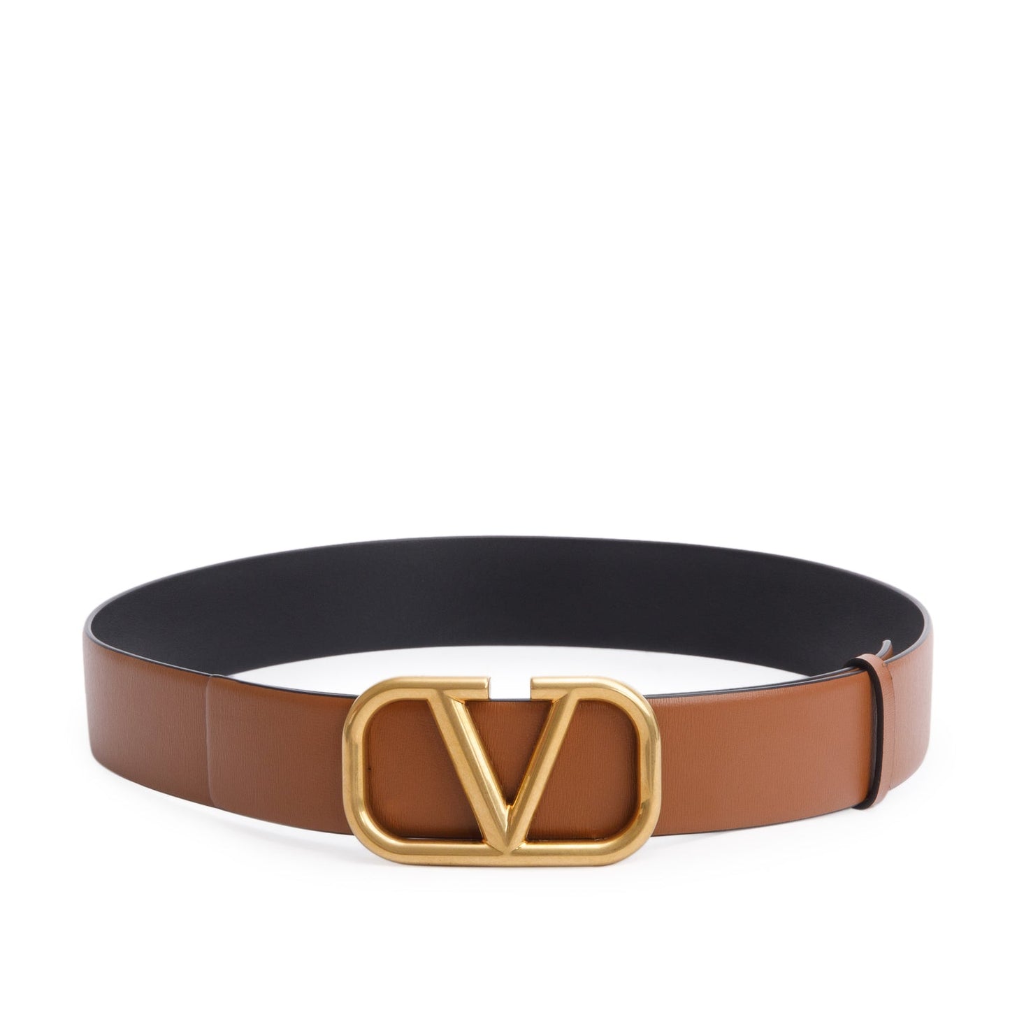 Valentino Brown/Black Calfskin Reversible Vlogo Signature 40 MM Leather Belt, 90 36