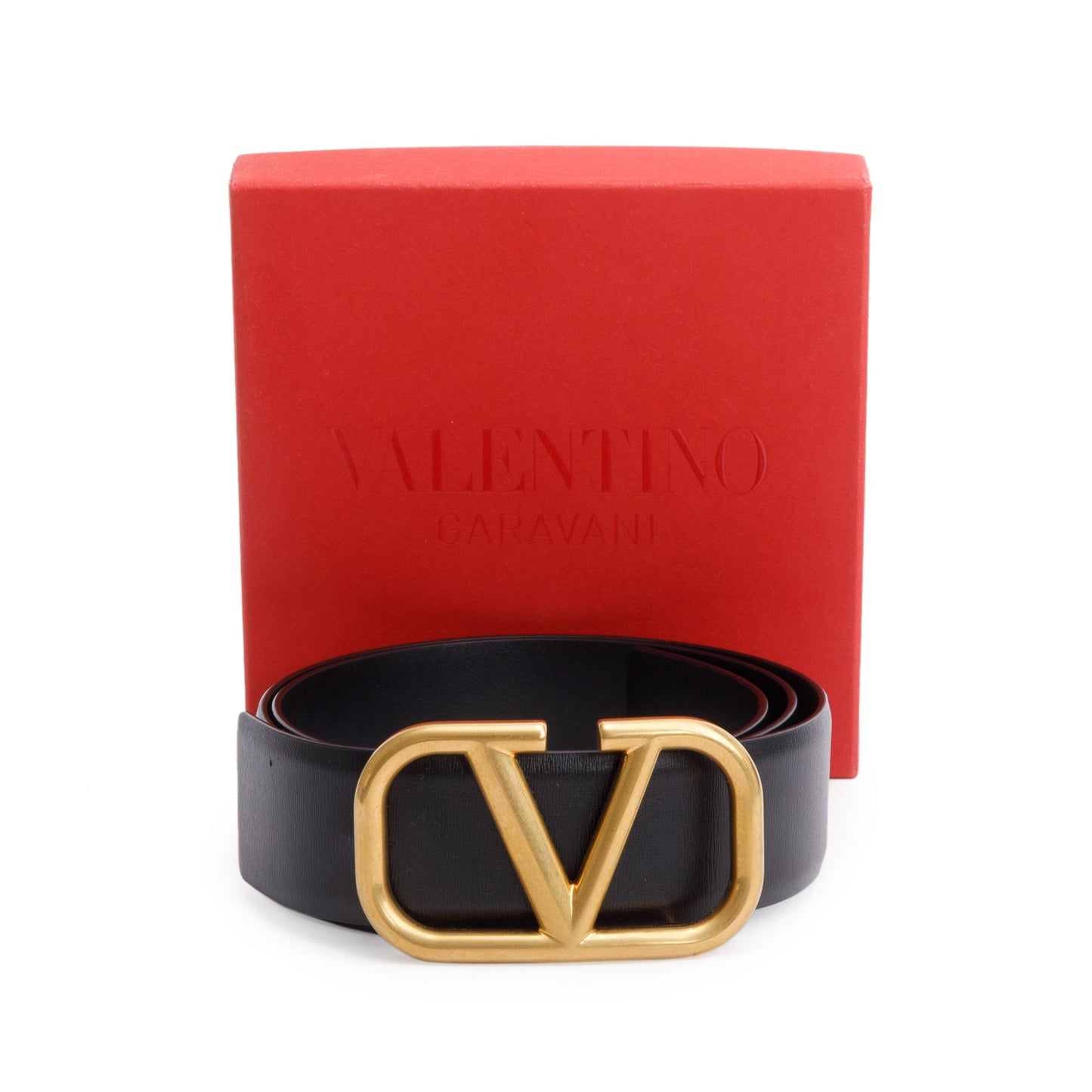 Valentino Black Calfskin Reversible Vlogo Signature 40 MM Leather Belt,  85 34
