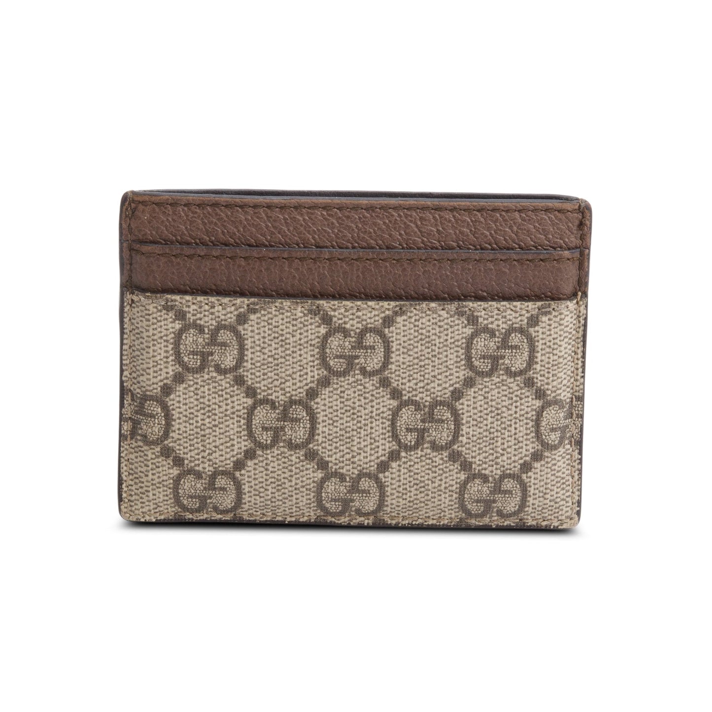 Gucci Brown Calfskin Leather GG Supreme Ophidia Card Case