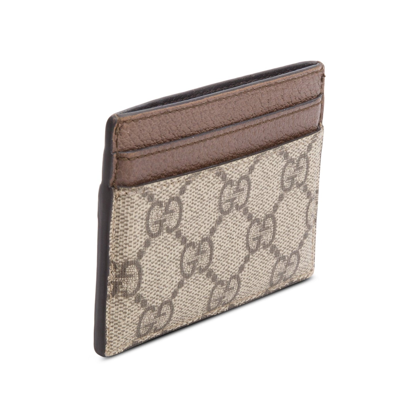 Gucci Brown Calfskin Leather GG Supreme Ophidia Card Case