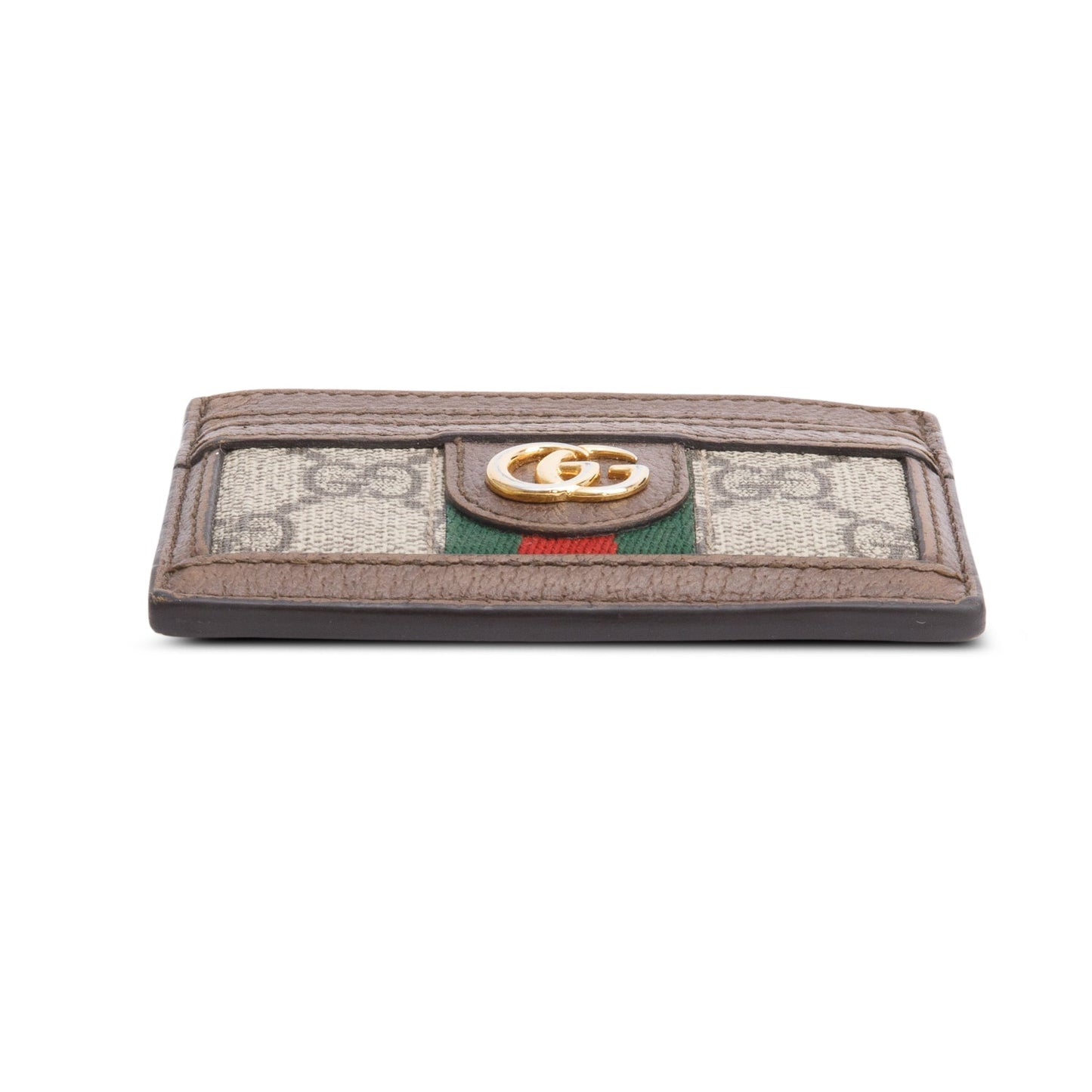 Gucci Brown Calfskin Leather GG Supreme Ophidia Card Case