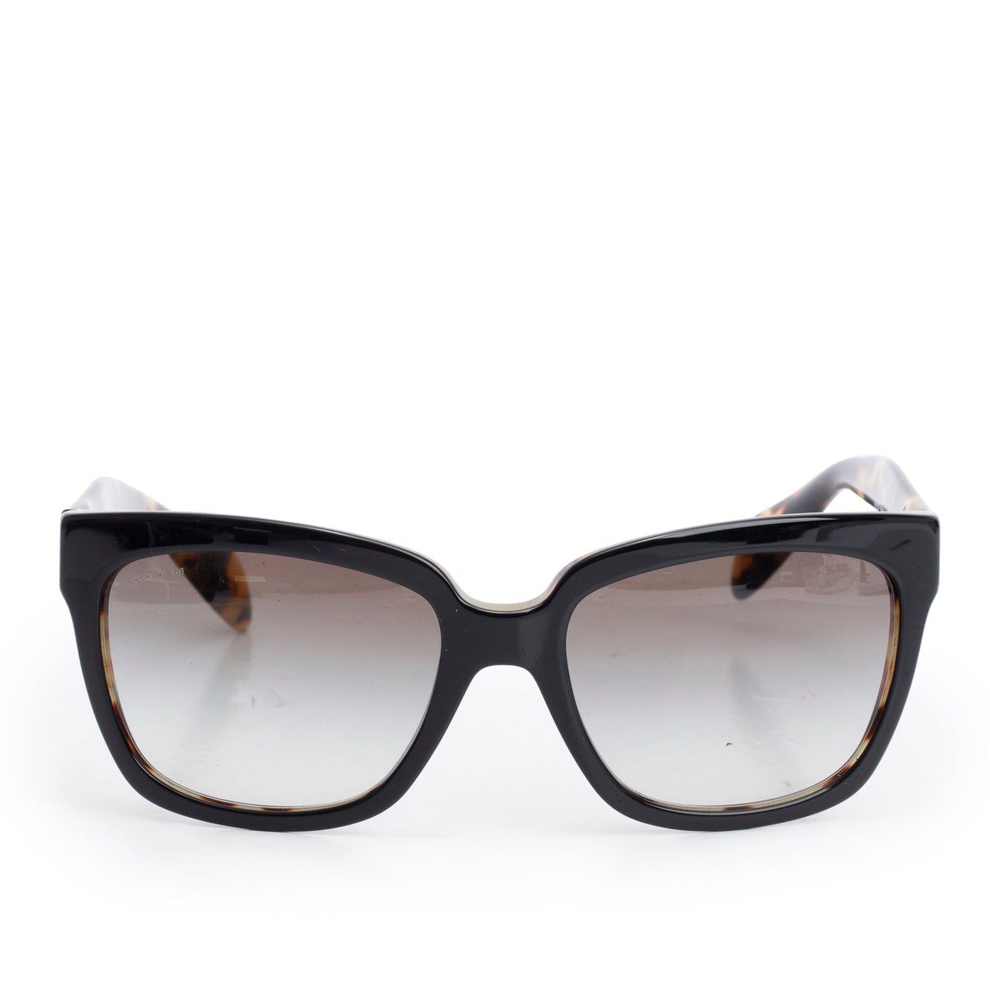 Prada SPR 07P Black/Havana Acetate Square Sunglasses