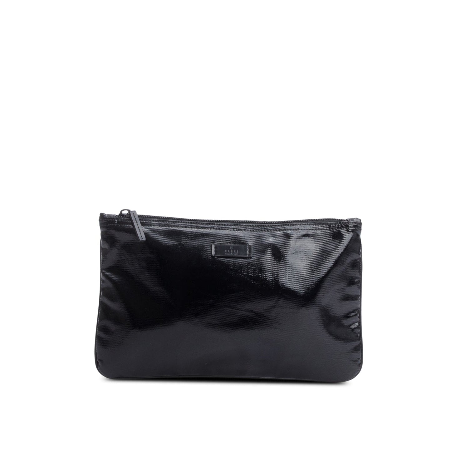 Gucci Black Patent Leather Zip Pouch