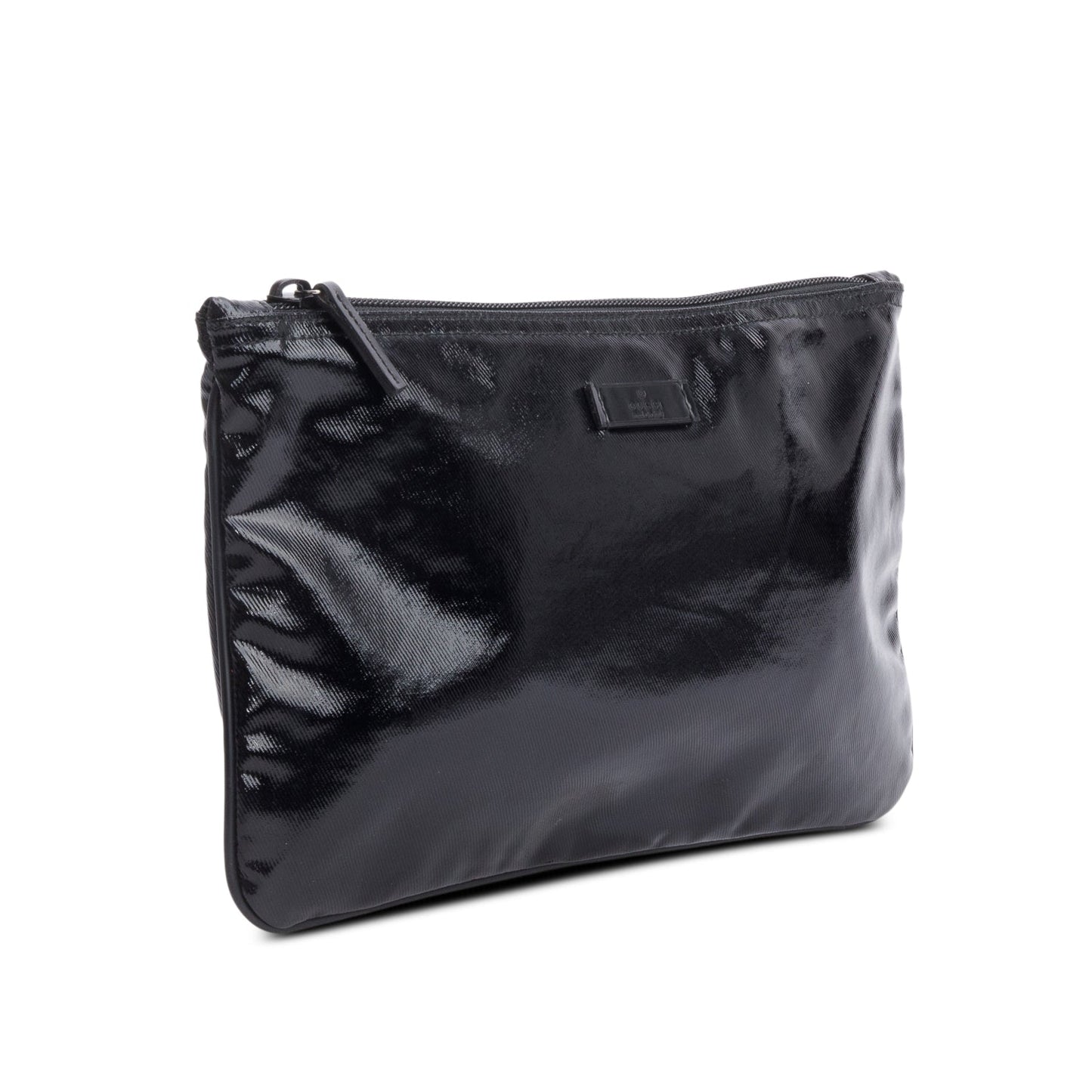 Gucci Black Patent Leather Zip Pouch