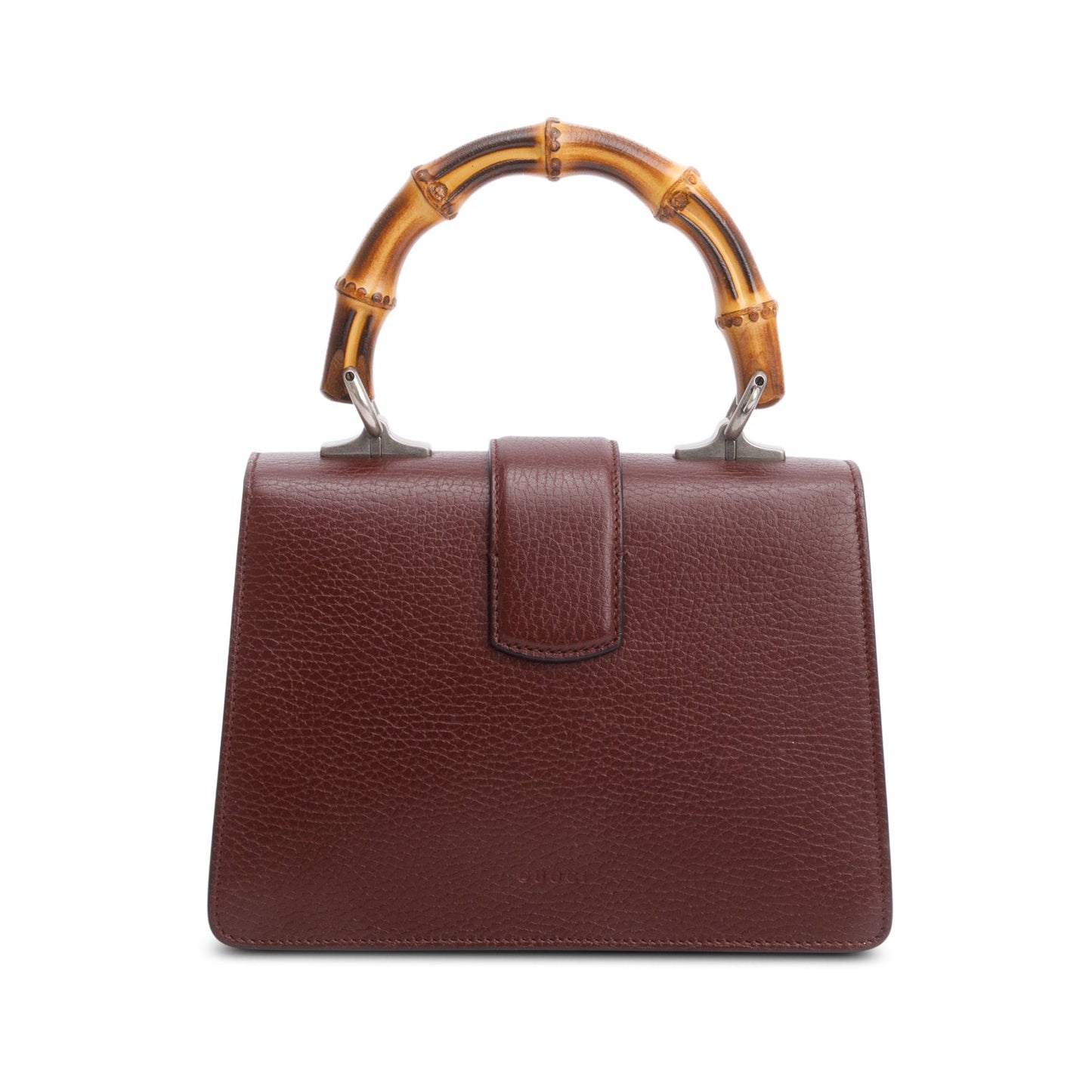 Gucci Burgundy Calfskin Leather Dionysus Bamboo Mini Top Handle Bag