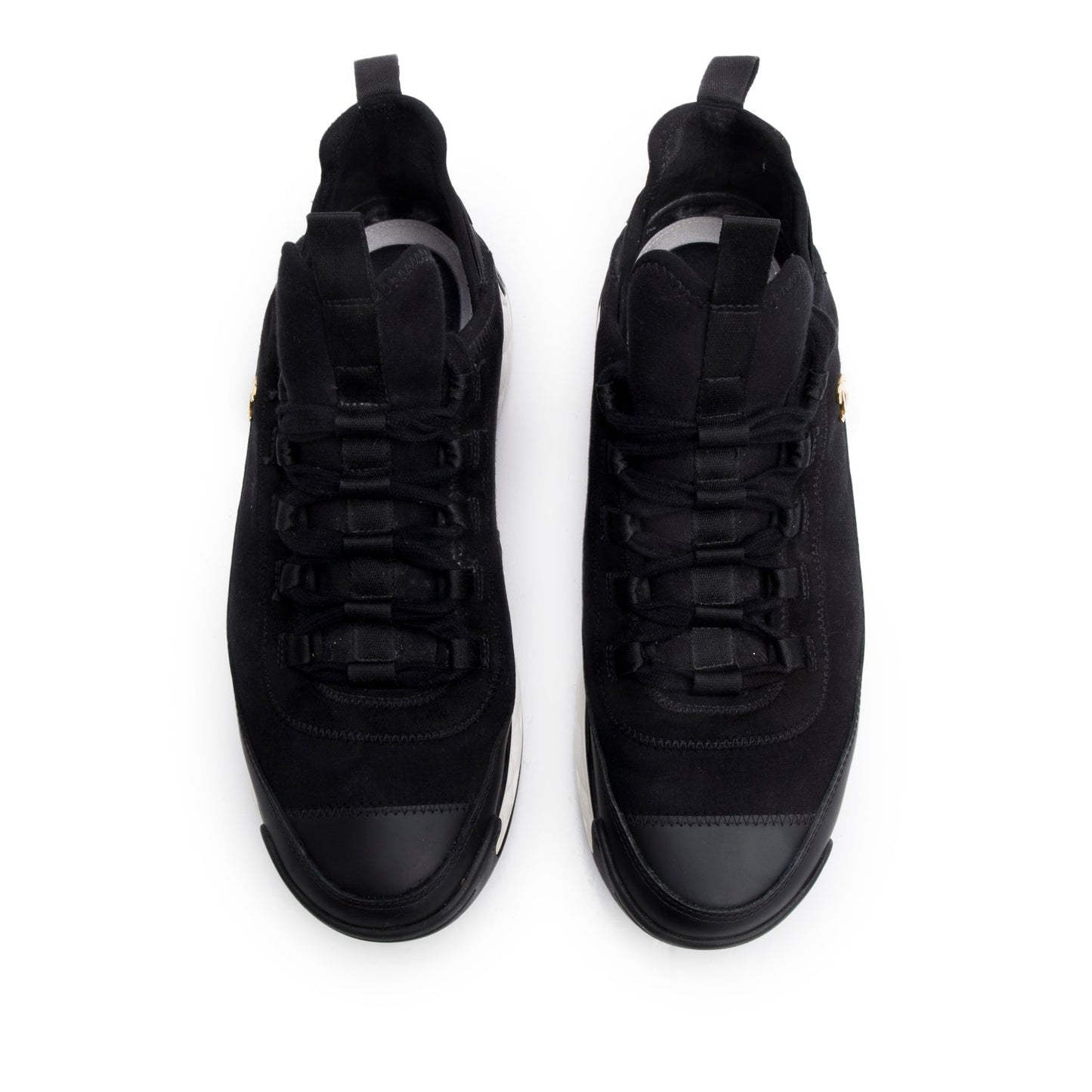 Chanel Black Canvas Calfskin Leather Trim CC Logo Sneakers, Men's Size 42