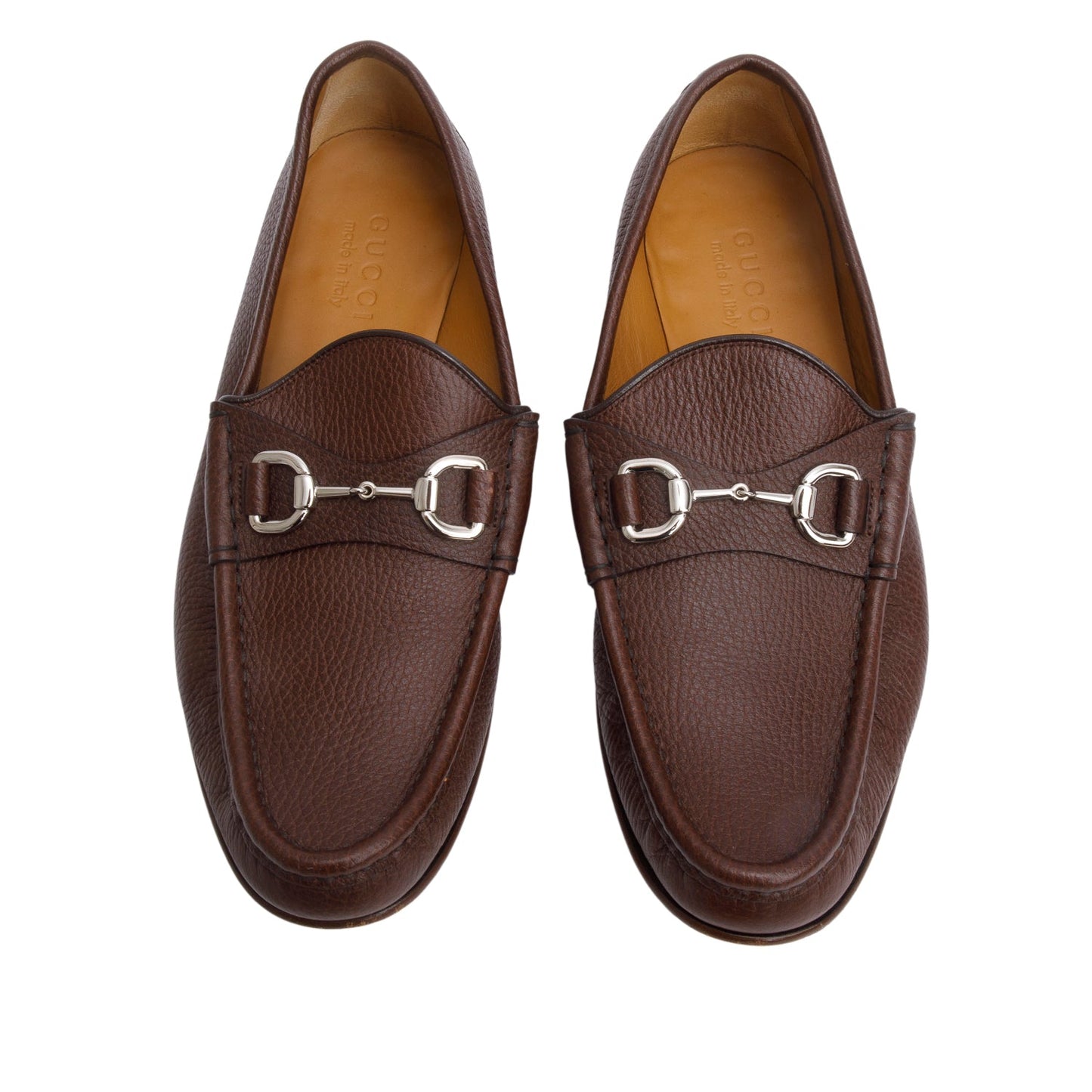 Gucci Brown Leather Horsebit 1953 Accent Drive Loafers, Men's Size 7.5
