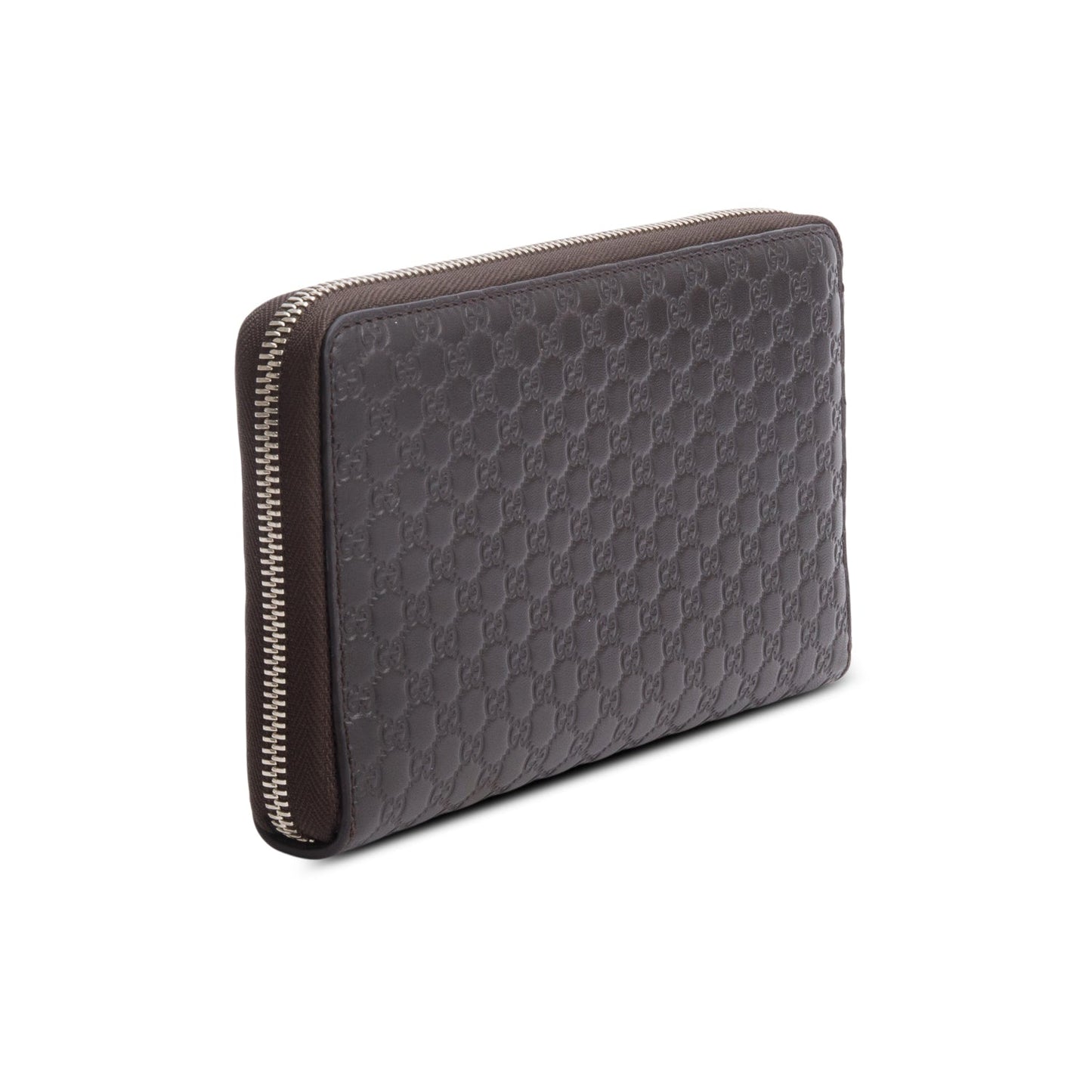 Gucci Brown Microguccissima Leather Zip Around Wallet Organizer
