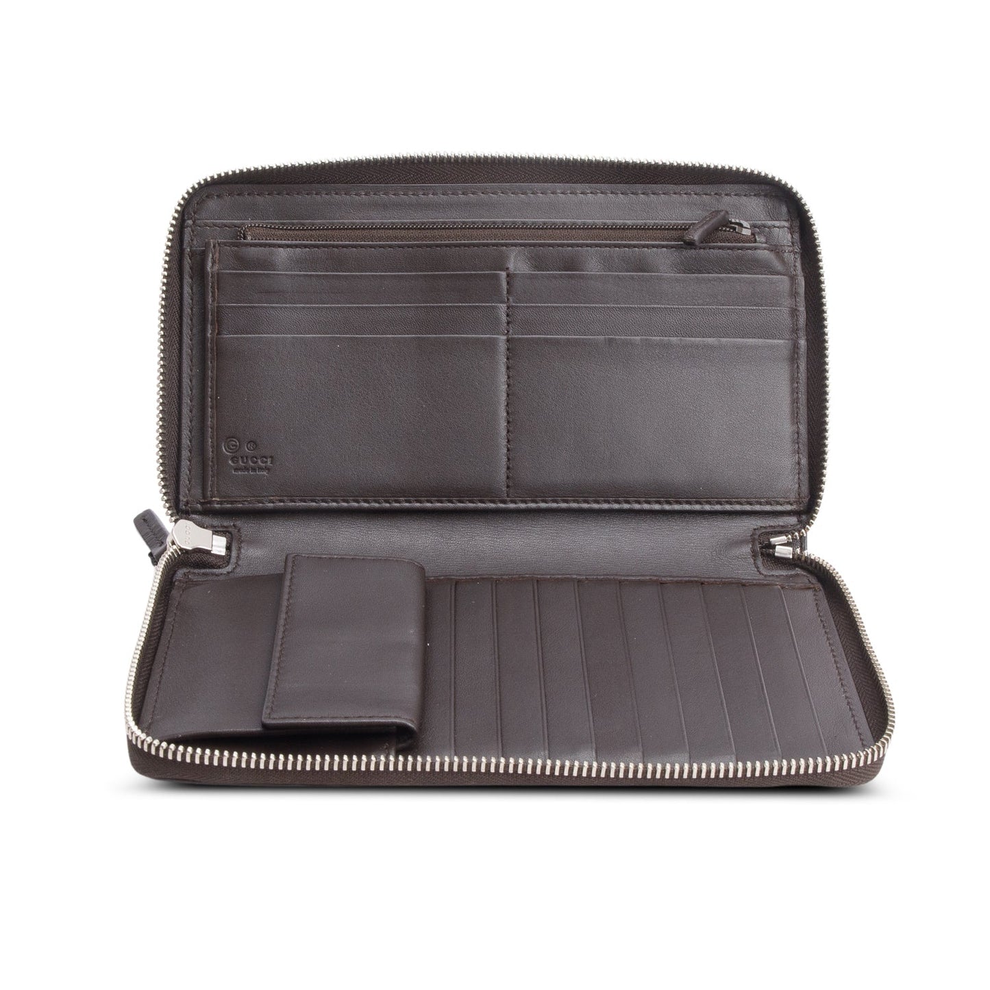 Gucci Brown Microguccissima Leather Zip Around Wallet Organizer