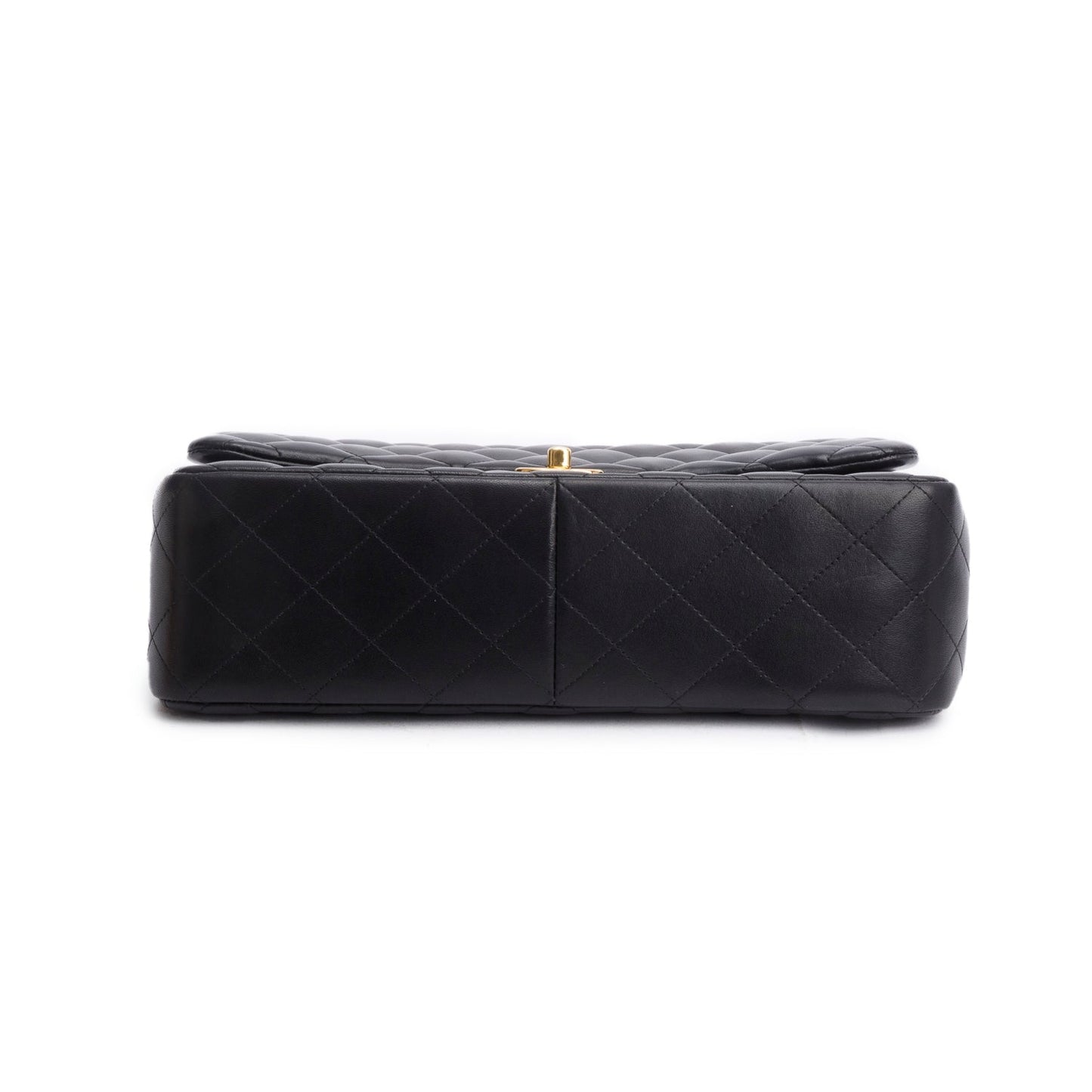 Chanel Black Quilted Lambskin Leather Classic Jumbo Double Flap Bag