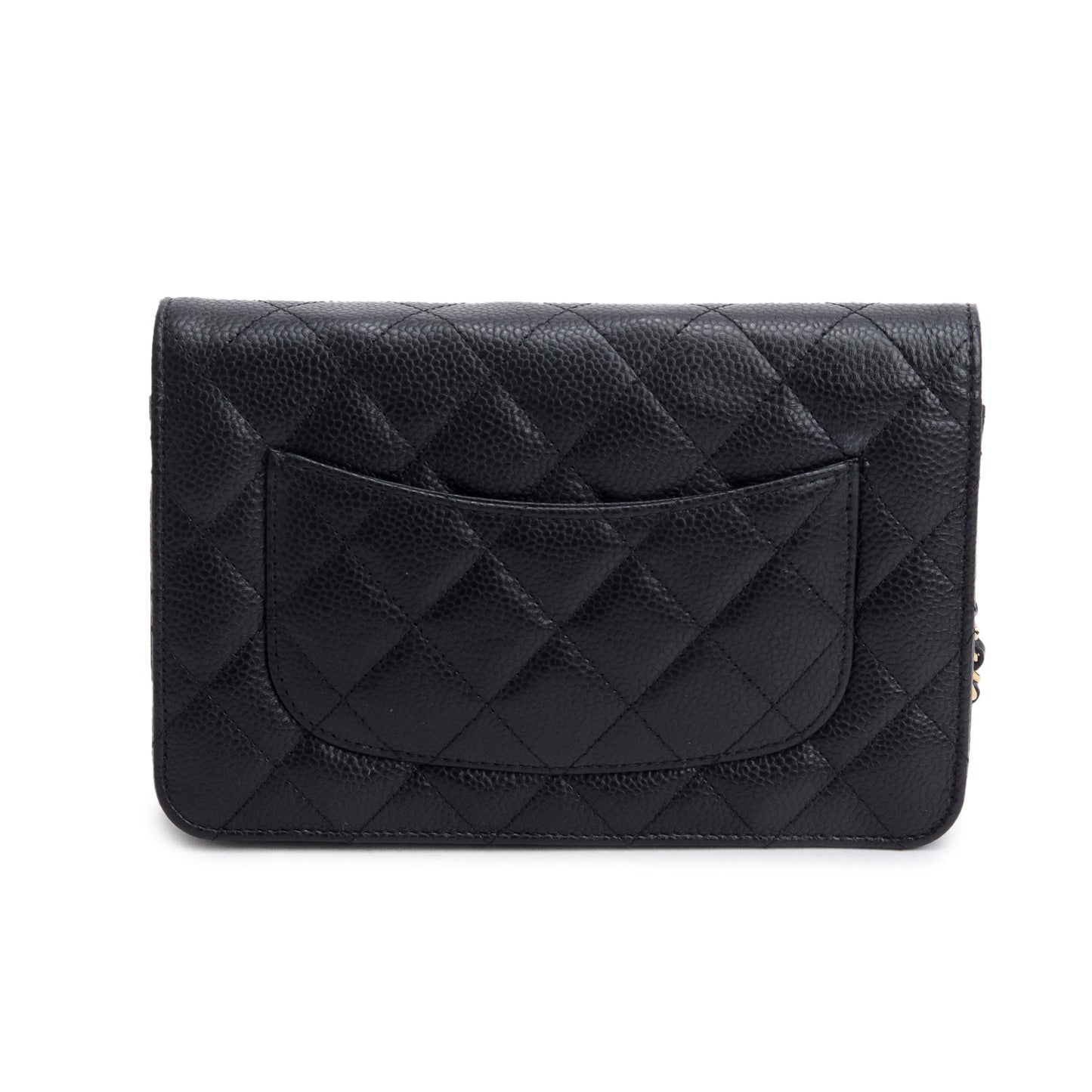 Chanel Black Quilted Caviar Leather Classic Wallet on Chain