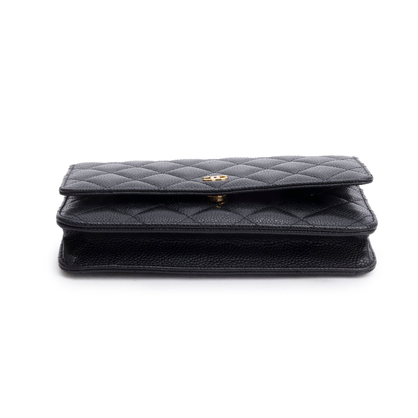 Chanel Black Quilted Caviar Leather Classic Wallet on Chain