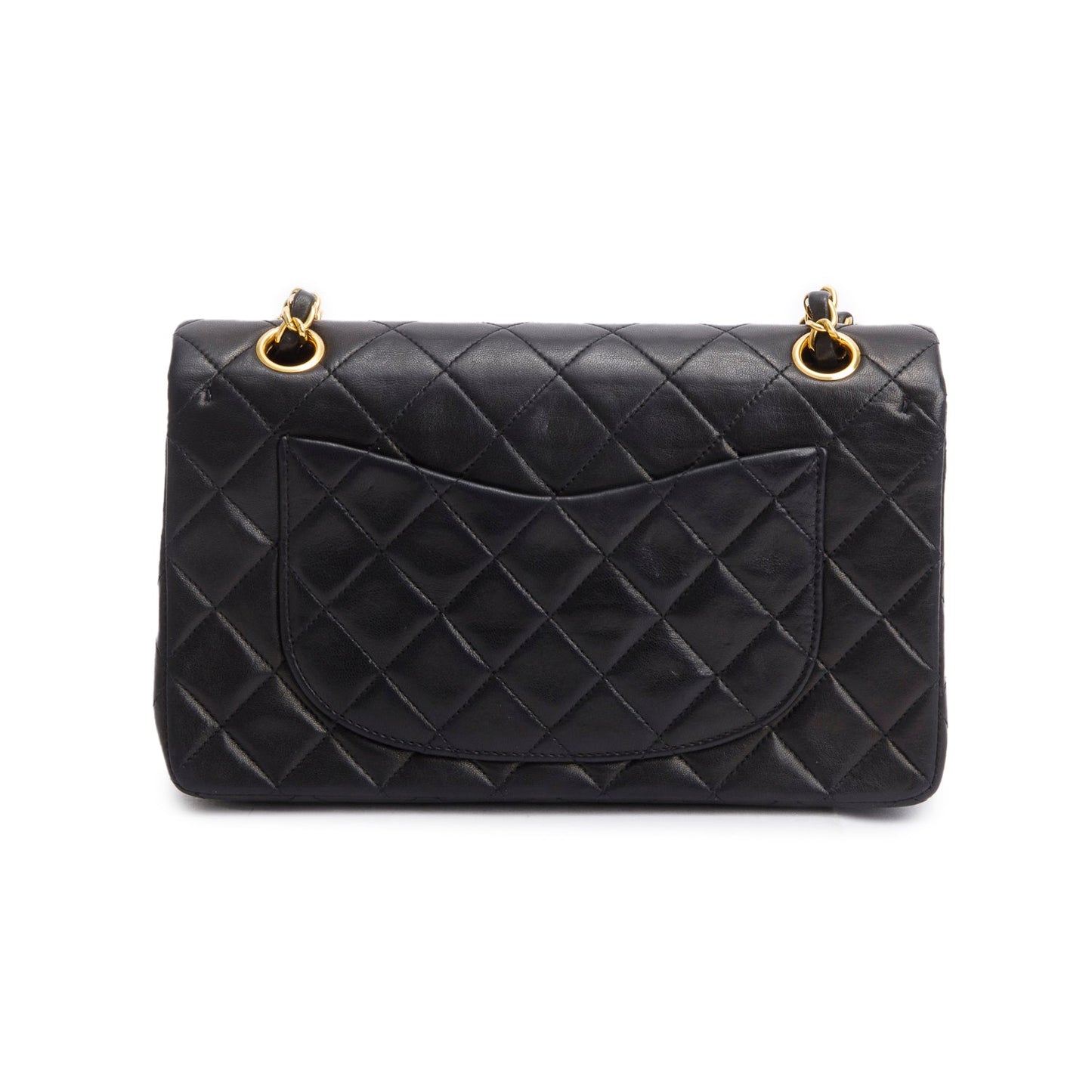 Chanel Vintage Black Quilted Lambskin Leather Classic Medium Double Flap Bag