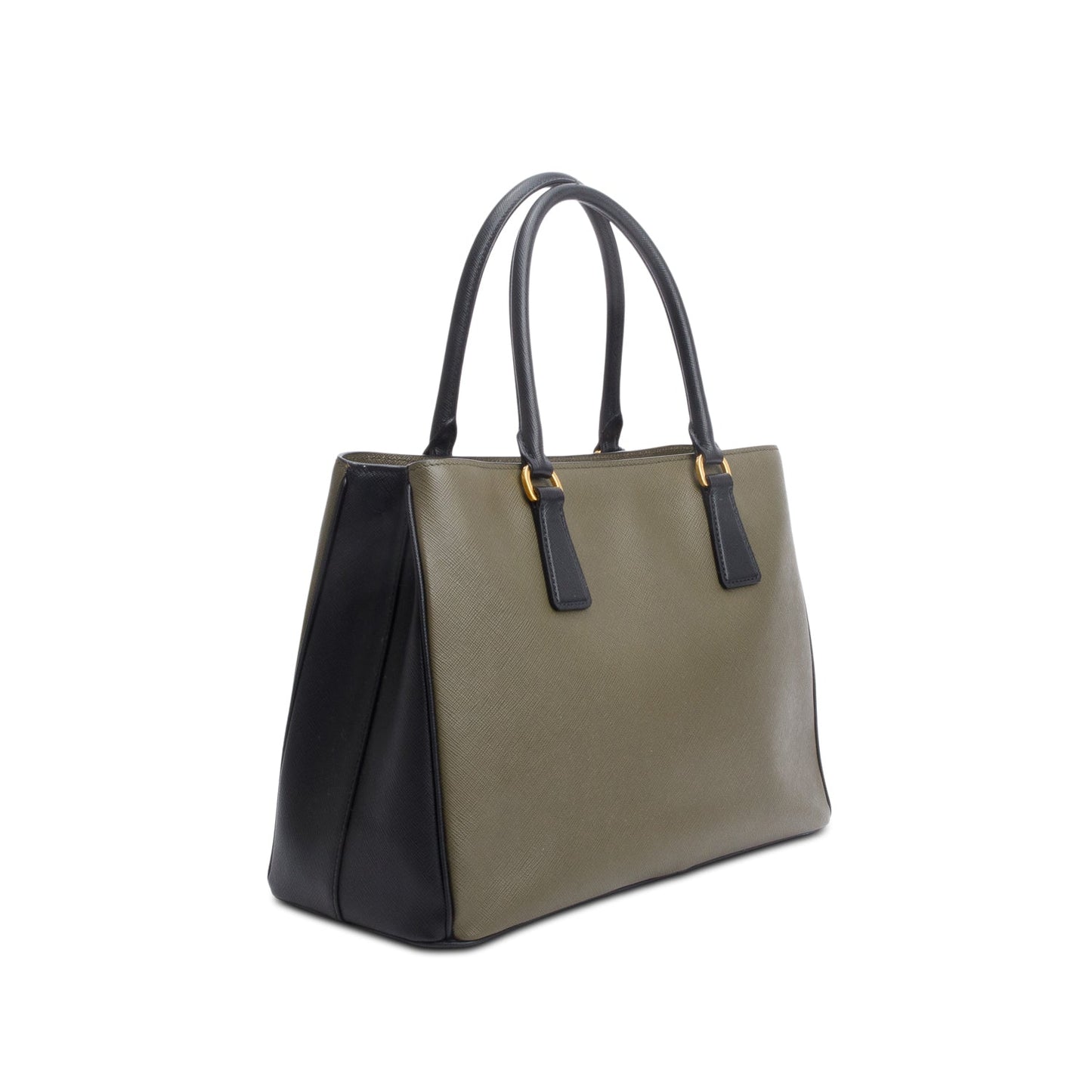 Prada Olive Green/Black Saffiano Lux Medium Galleria Tote