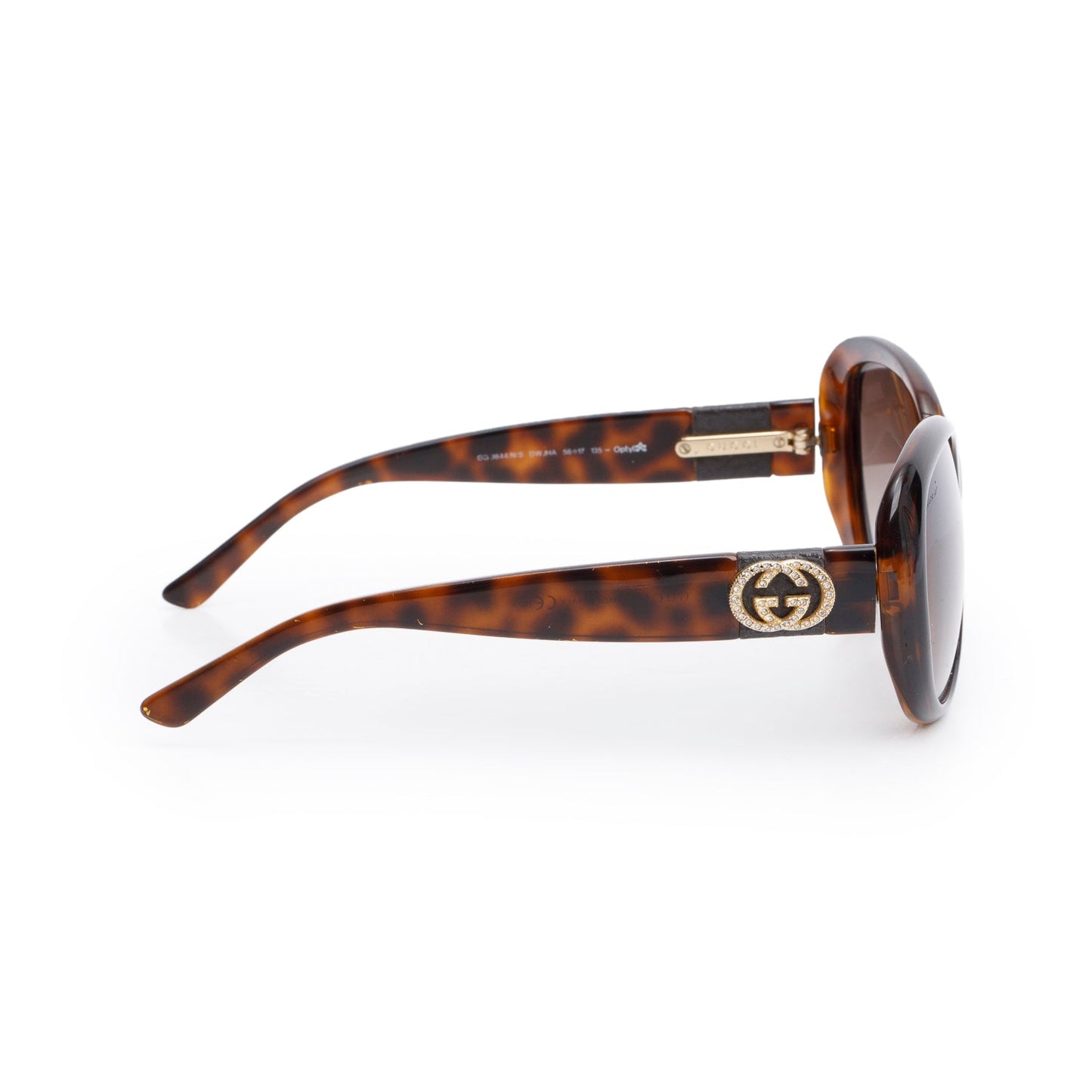 Gucci GG3644/N/S Brown Acetate Crystal Interlocking G Logo Square Sunglasses