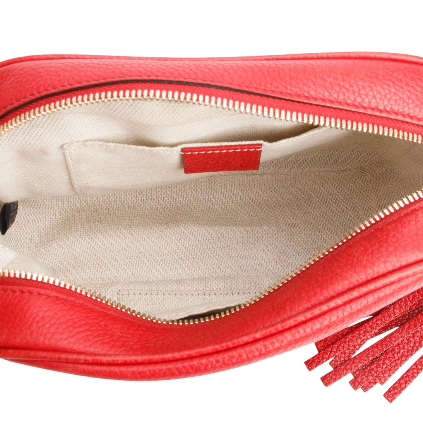 Gucci Red Pebbled Calfskin Leather Small Soho Disco Bag