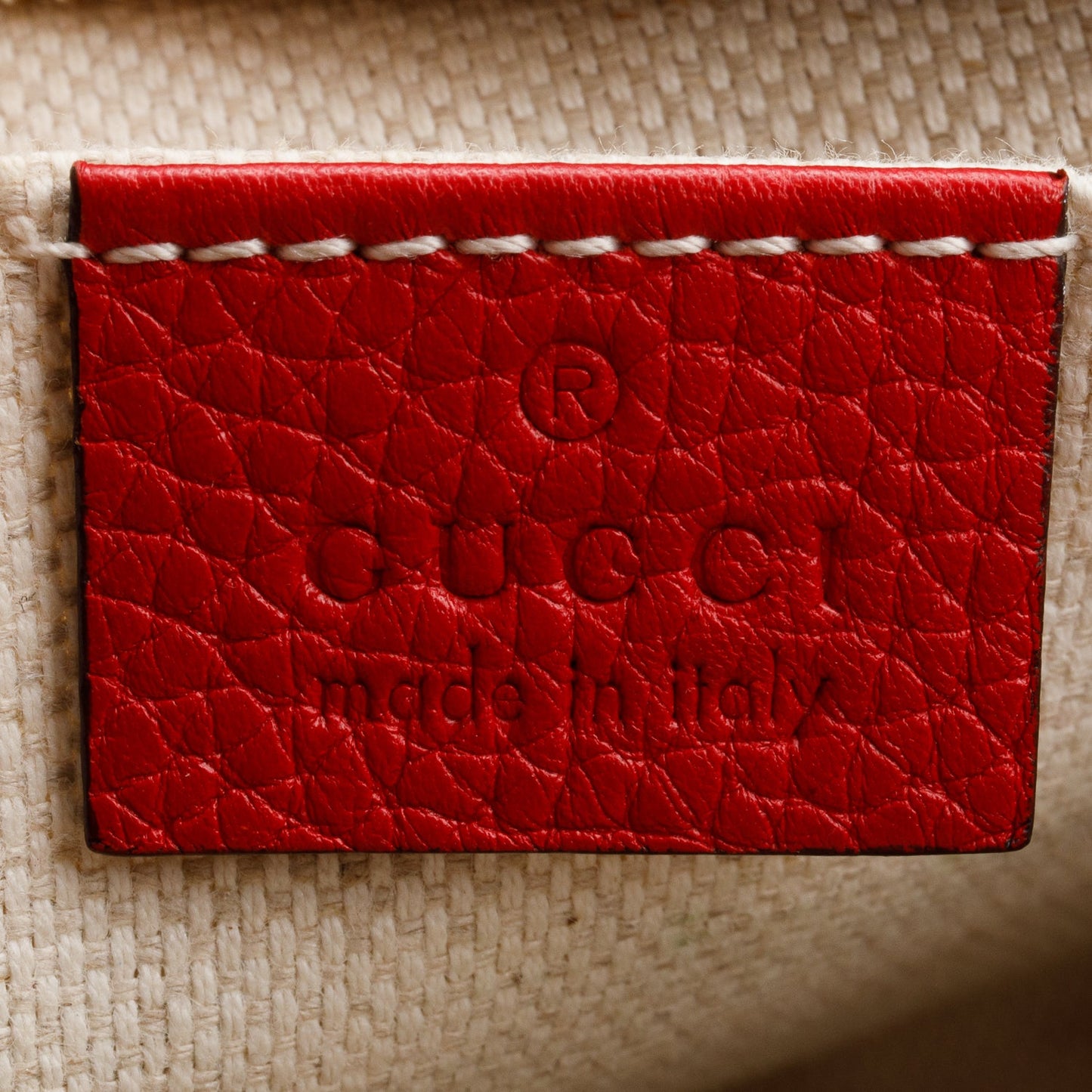 Gucci Red Pebbled Calfskin Leather Small Soho Disco Bag