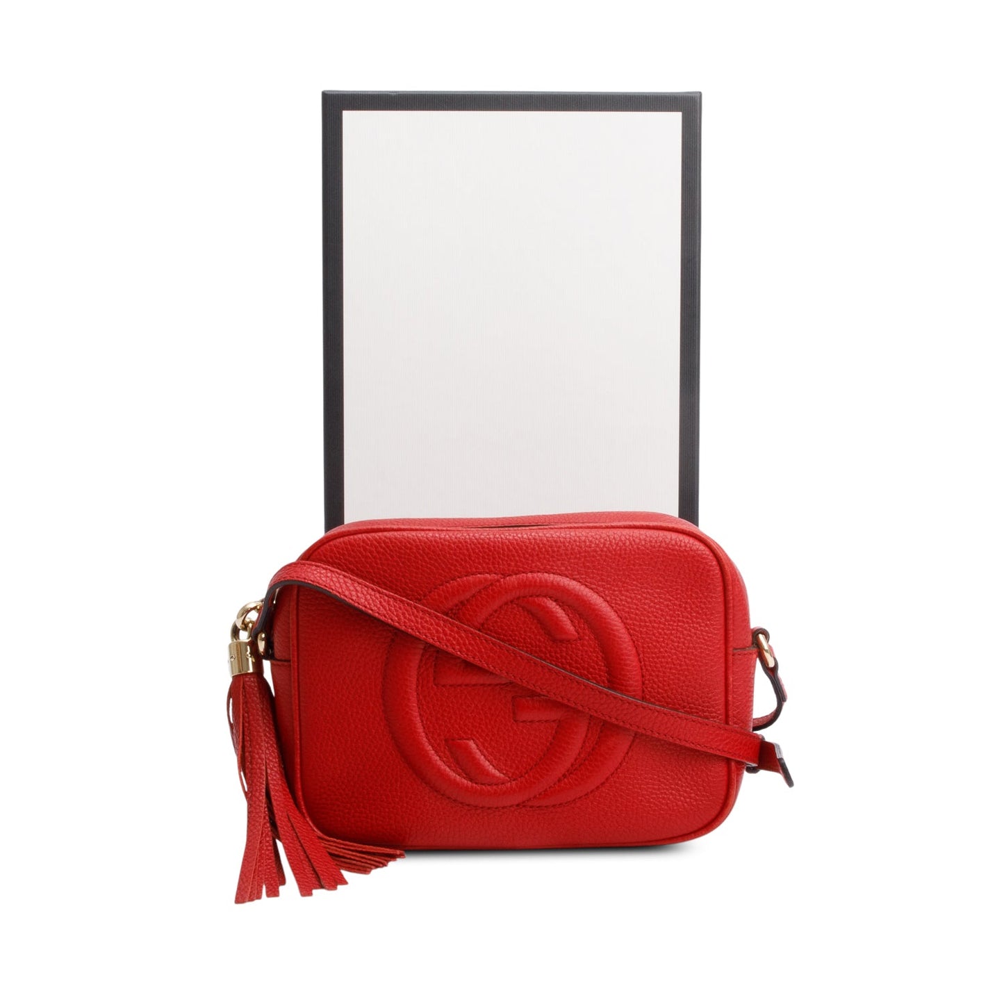 Gucci Red Pebbled Calfskin Leather Small Soho Disco Bag