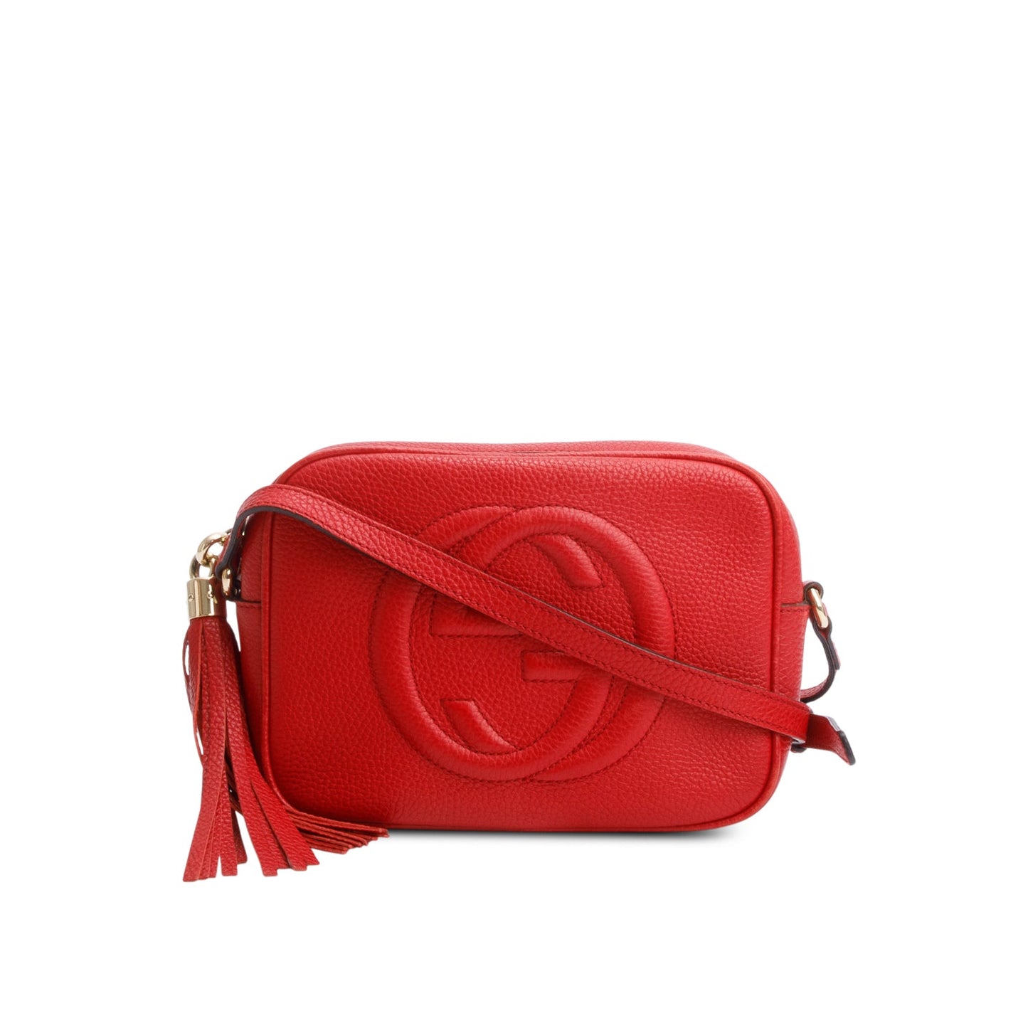 Gucci Red Pebbled Calfskin Leather Small Soho Disco Bag