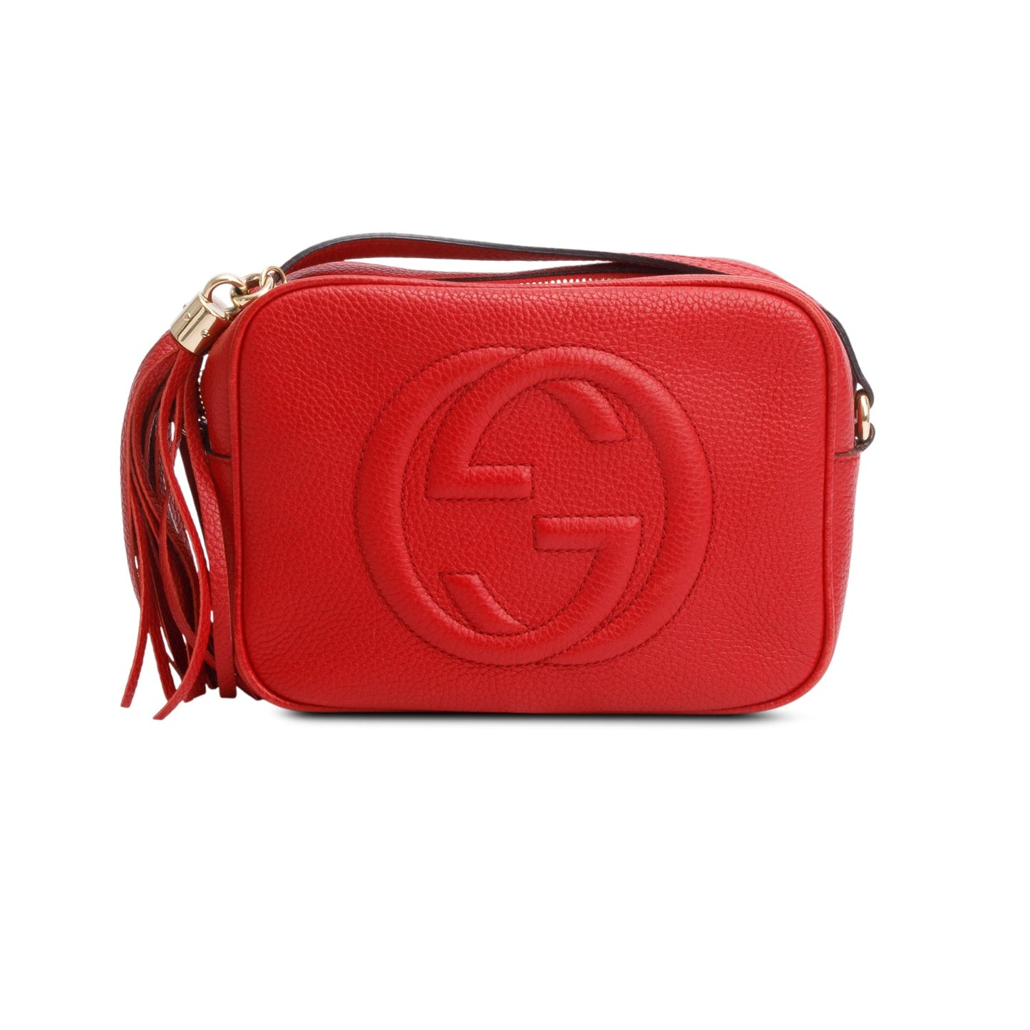 Gucci Red Pebbled Calfskin Leather Small Soho Disco Bag