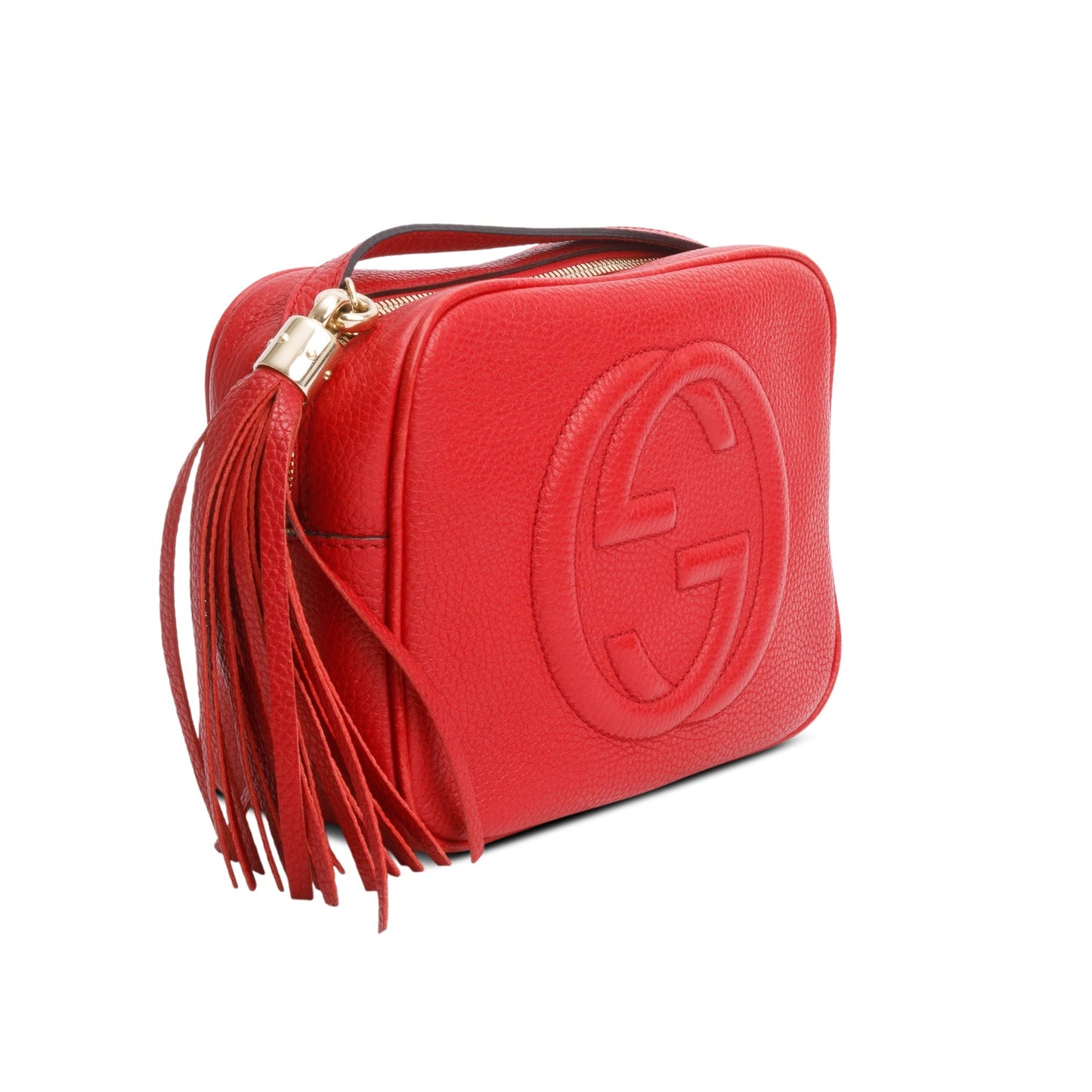 Gucci Red Pebbled Calfskin Leather Small Soho Disco Bag