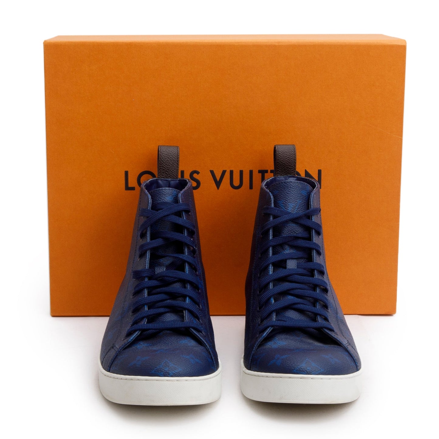 Louis Vuitton Blue/Brown Monogram Canvas Match Up Sneakers, Men's Size 8.5