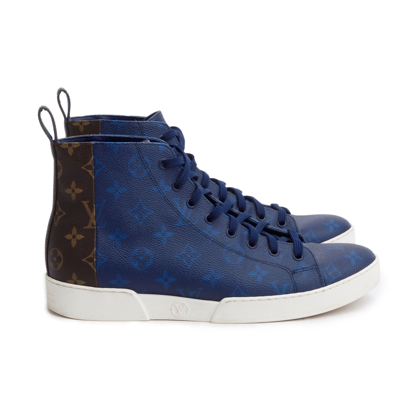 Louis Vuitton Blue/Brown Monogram Canvas Match Up Sneakers, Men's Size 8.5