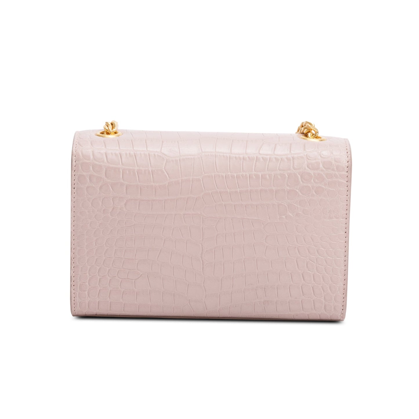 Saint Laurent Pink Croc-Embossed Leather Mini Kate Tassel Bag