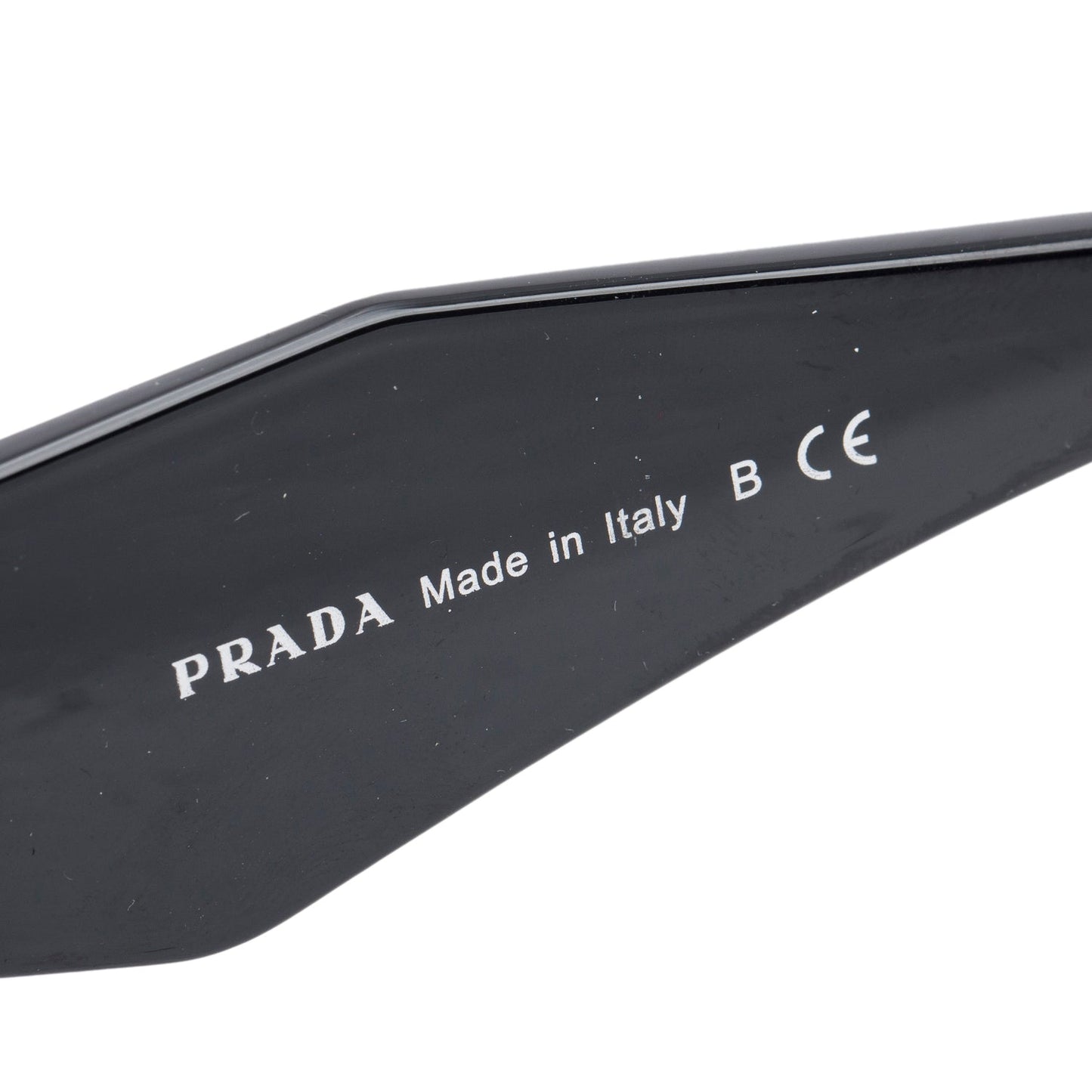 Prada SPR 17W Black Acetate Symbole Rectangular Sunglasses