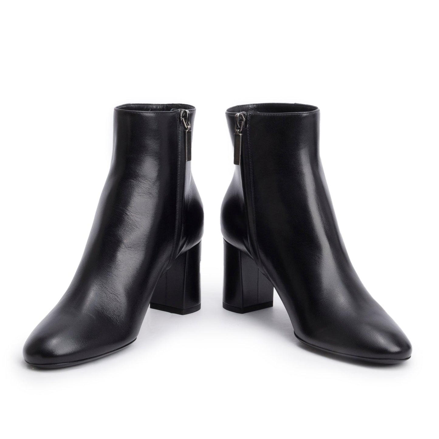 Saint Laurent Black Leather Lou Ankle Boots, Size 37