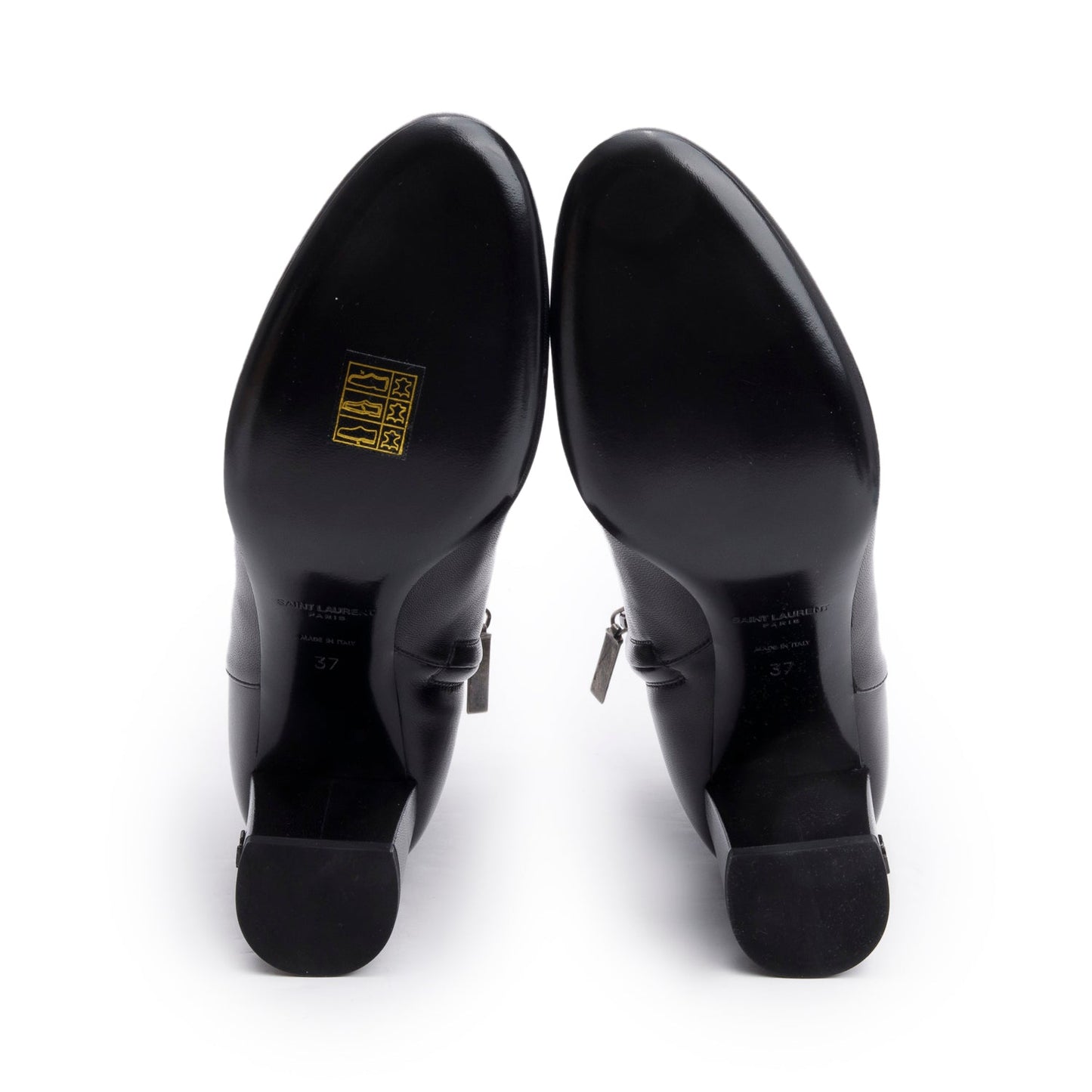 Saint Laurent Black Leather Lou Ankle Boots, Size 37