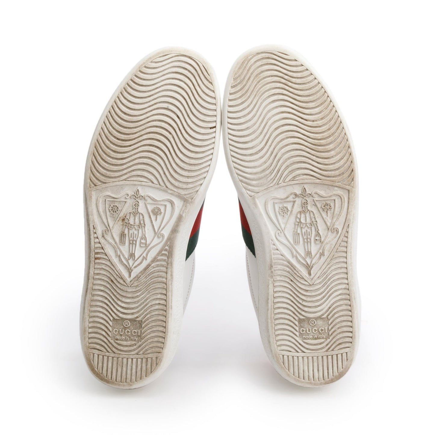 Gucci White Leather Embroidered Web Snake Ace Sneakers, Men's Size 5