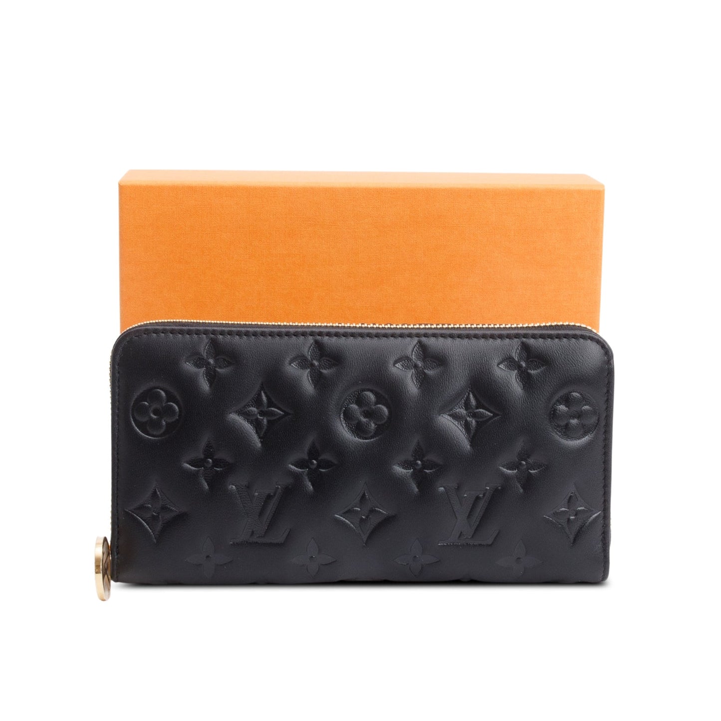 Louis Vuitton Black Monogram Embossed Leather Coussin Zippy Wallet