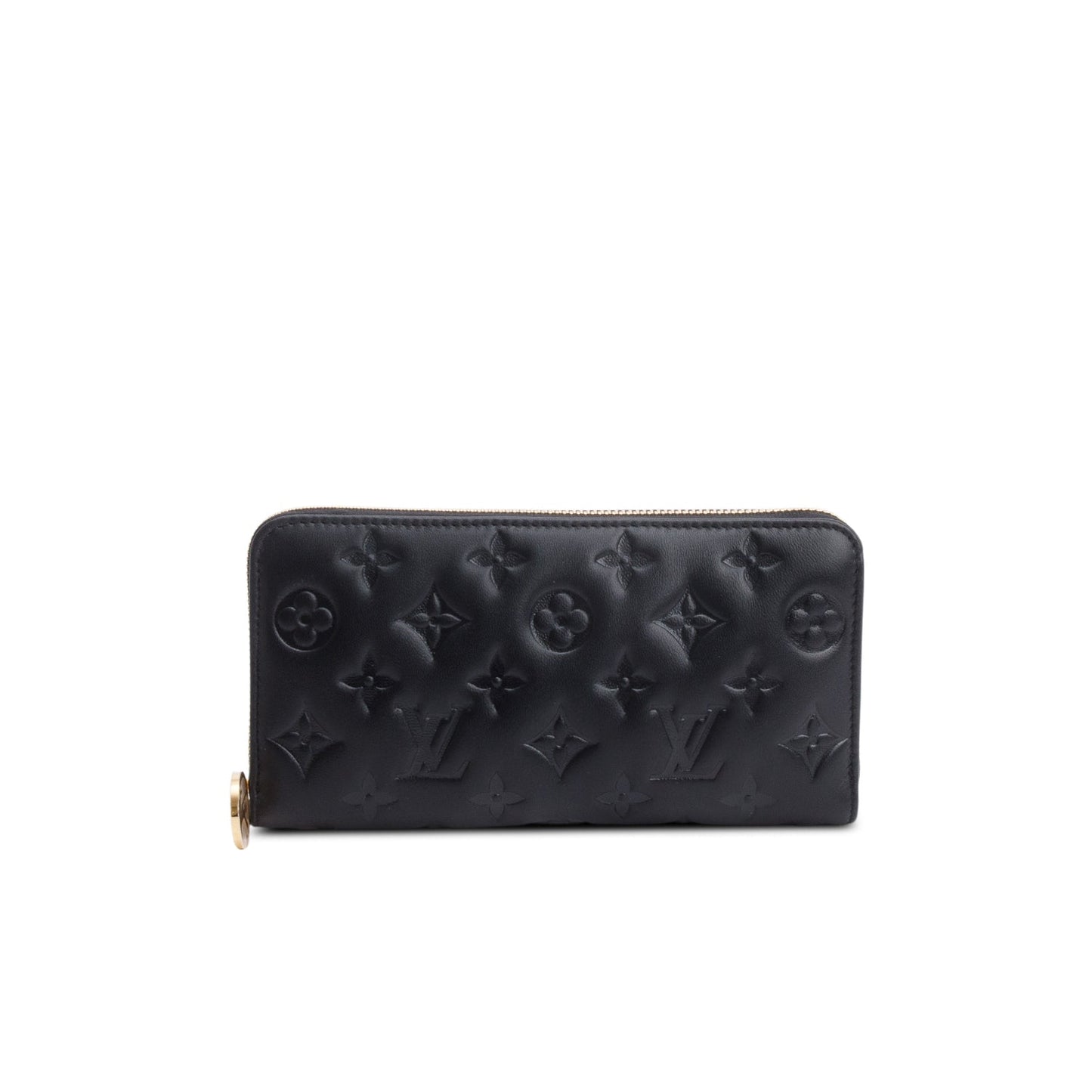 Louis Vuitton Black Monogram Embossed Leather Coussin Zippy Wallet