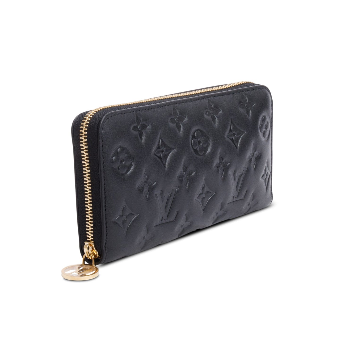 Louis Vuitton Black Monogram Embossed Leather Coussin Zippy Wallet