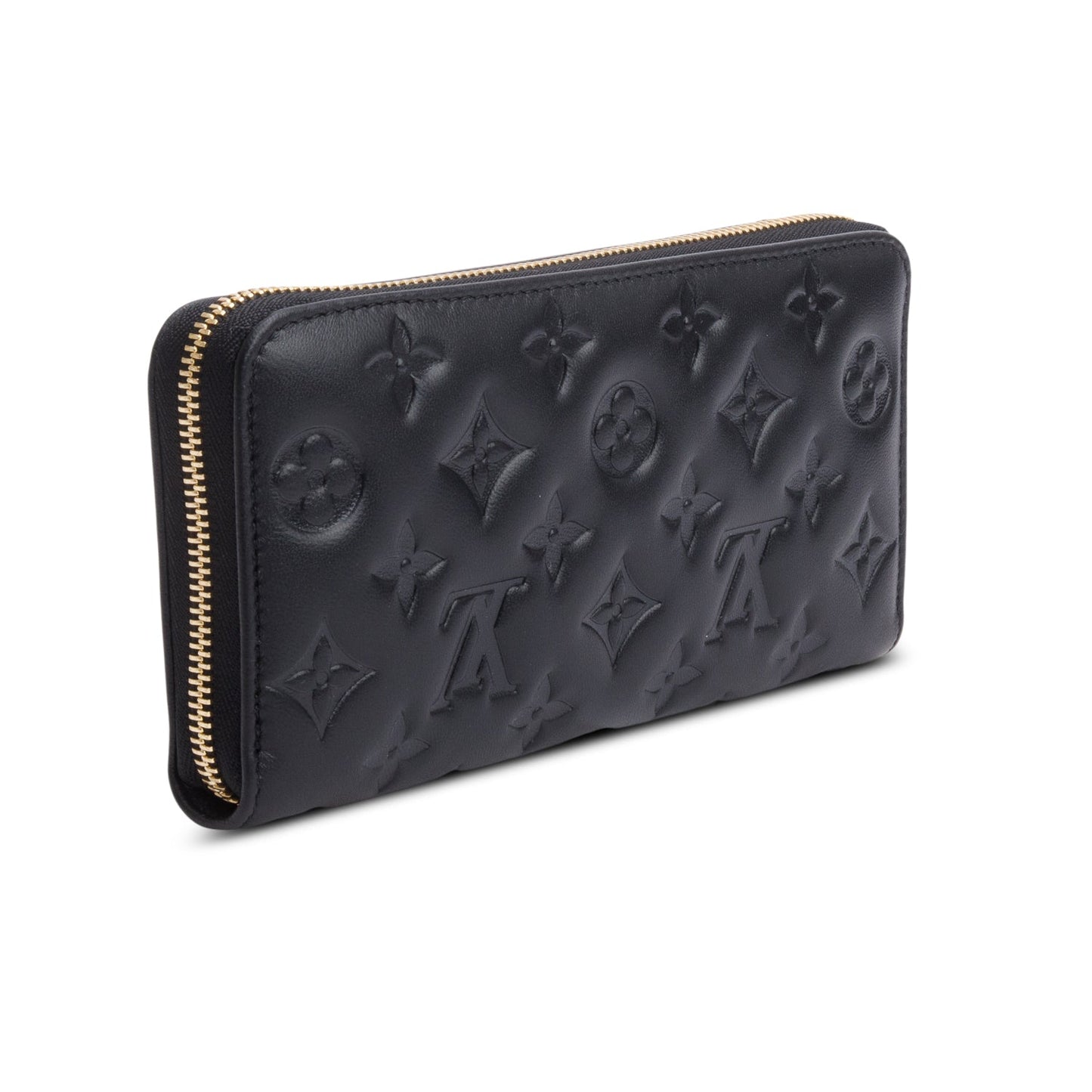 Louis Vuitton Black Monogram Embossed Leather Coussin Zippy Wallet